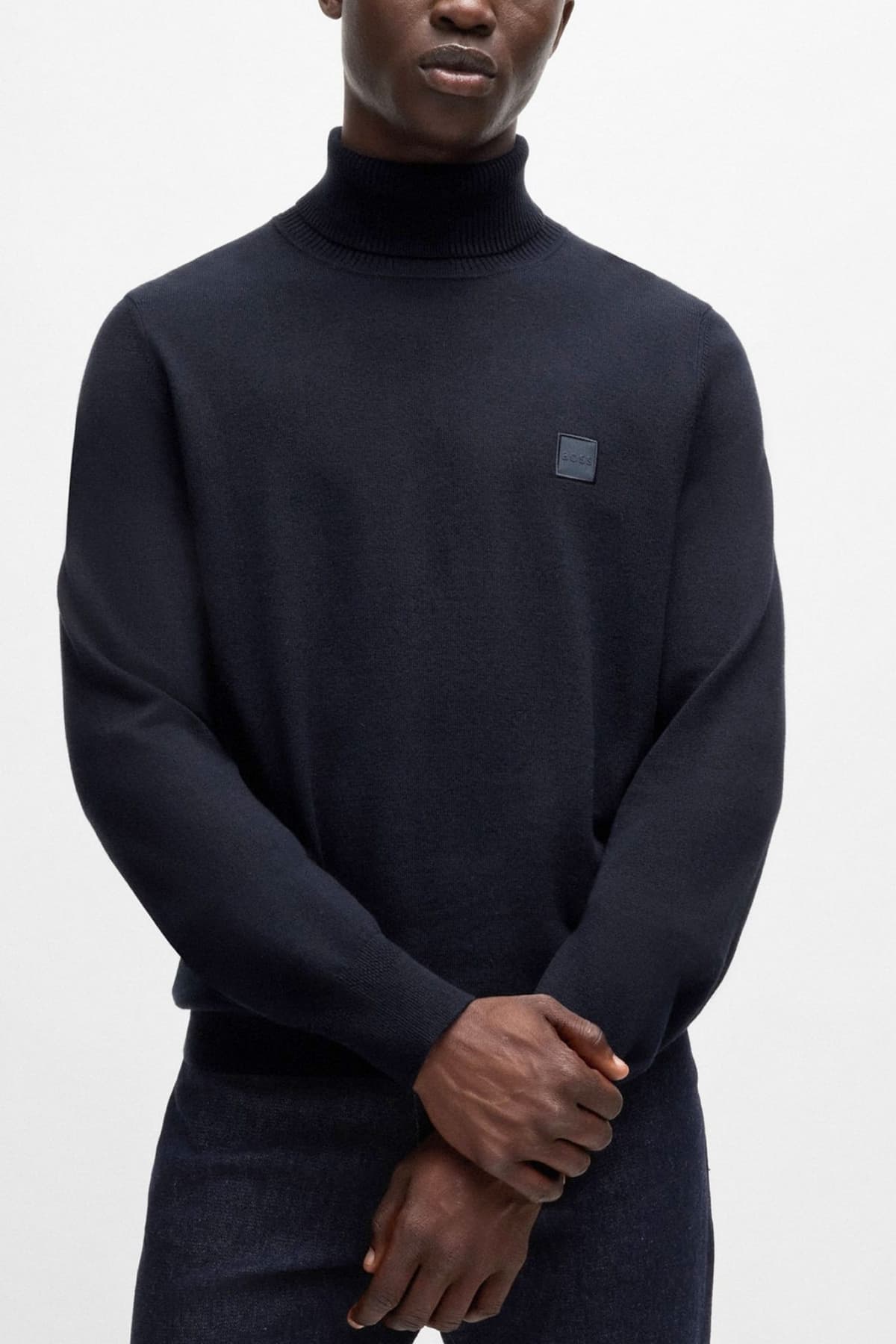 BOSS CASUAL ΠΛΕΚΤΟ TURTLE NECK AKIRO_S ΜΠΛΕ