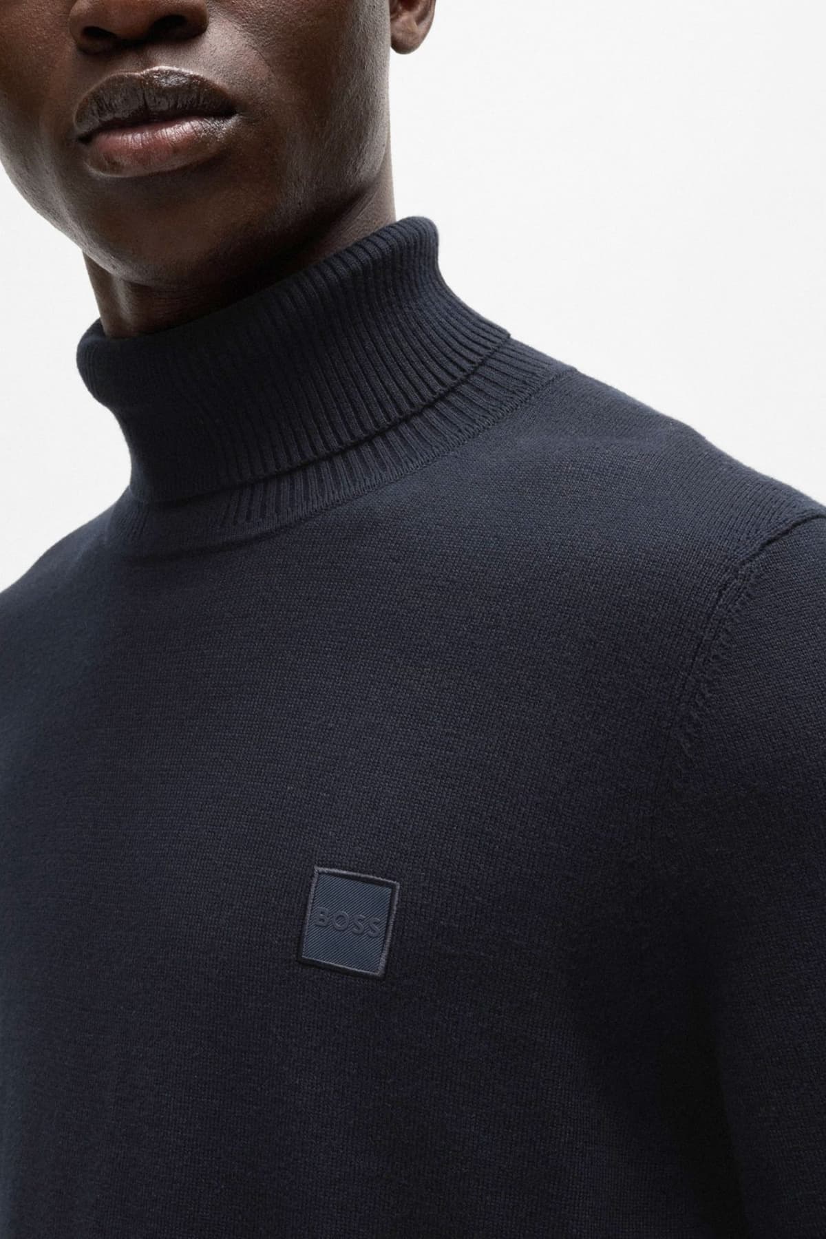 BOSS CASUAL ΠΛΕΚΤΟ TURTLE NECK AKIRO_S ΜΠΛΕ