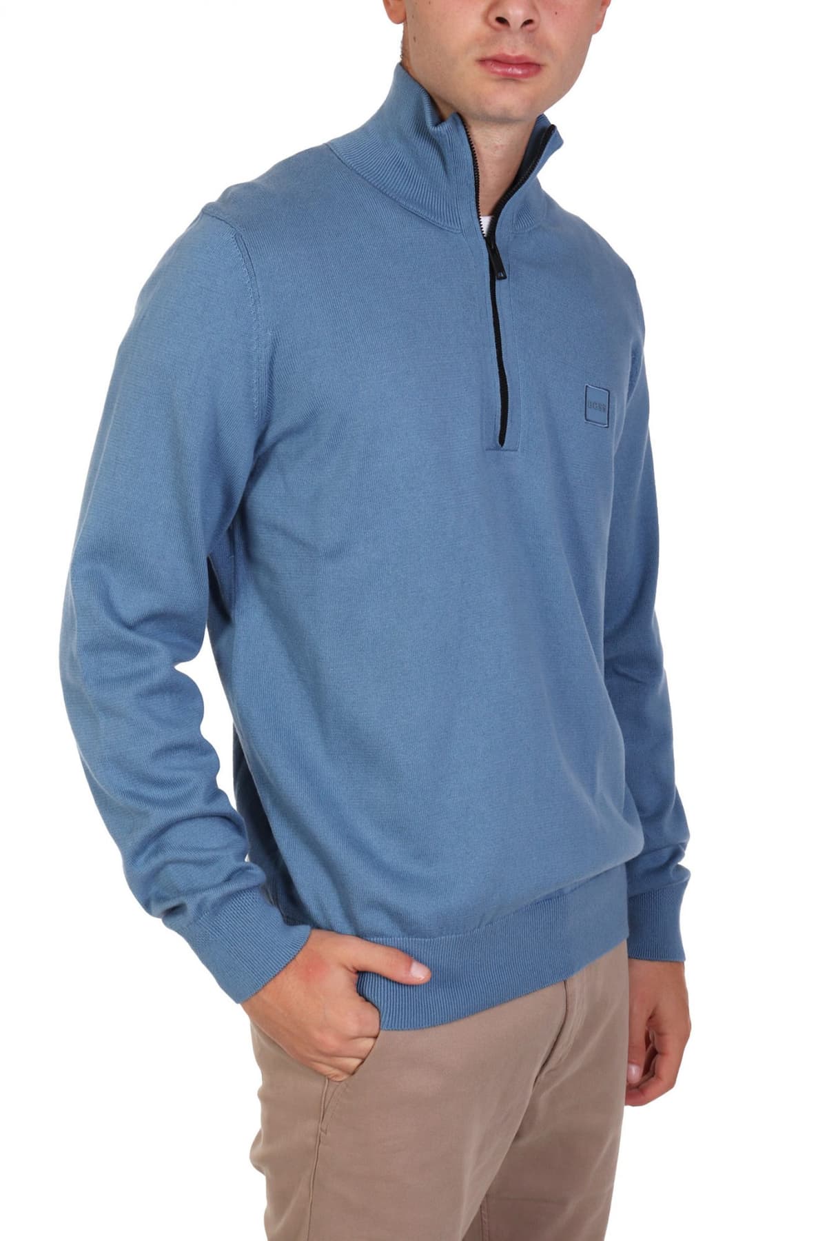 BOSS CASUAL ΠΛΕΚΤΟ HALFZIP KANOBIX S ΣΙΕΛ