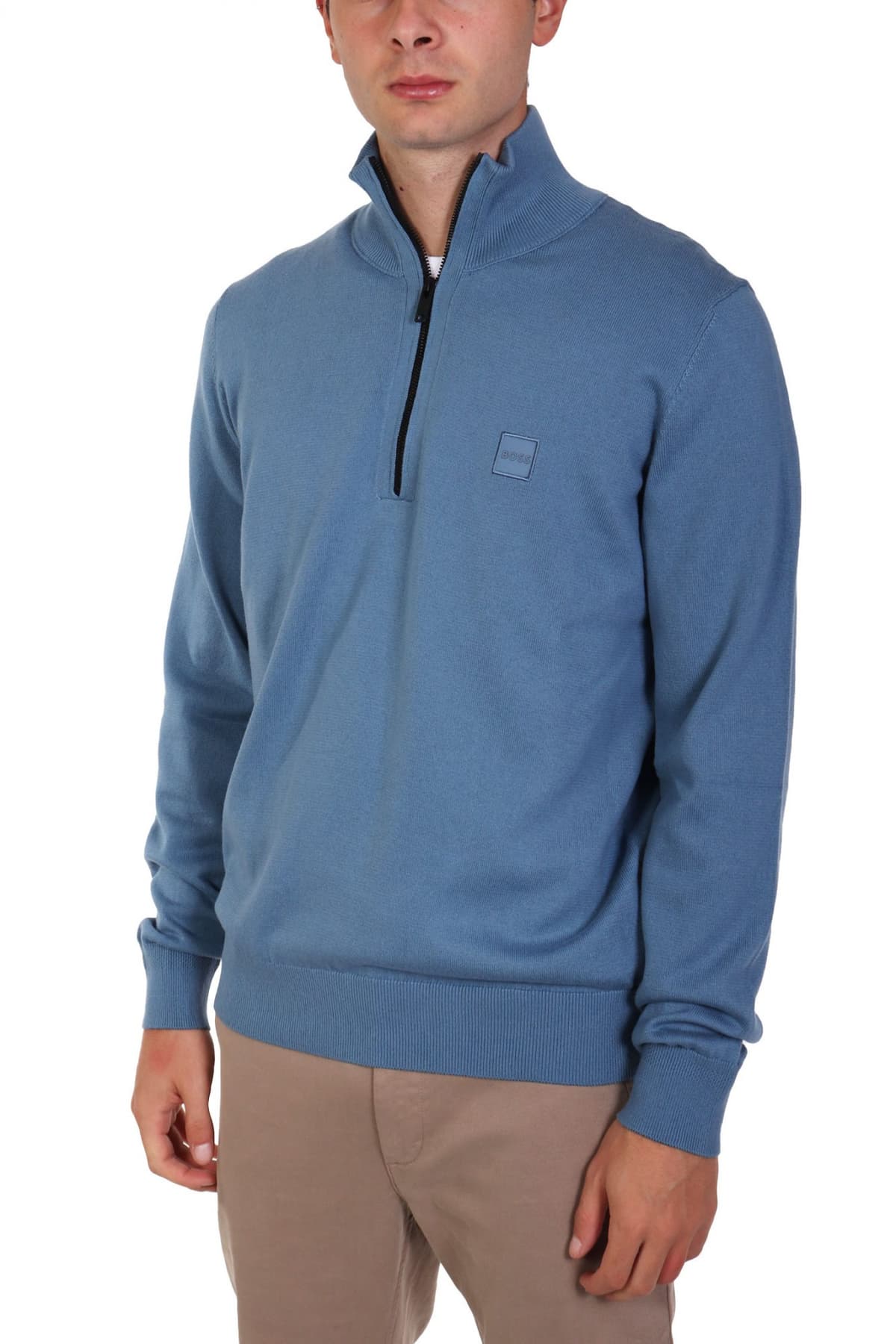 BOSS CASUAL ΠΛΕΚΤΟ HALFZIP KANOBIX S ΣΙΕΛ