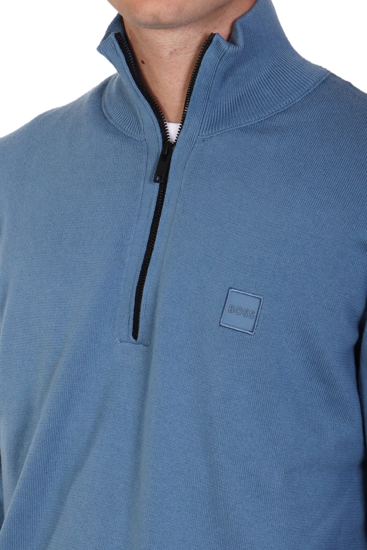 BOSS CASUAL ΠΛΕΚΤΟ HALFZIP KANOBIX S ΣΙΕΛ