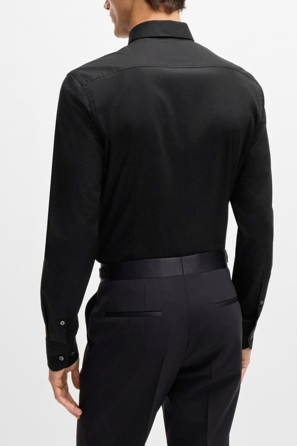 BOSS ΠΟΥΚΑΜΙΣΟ SLIM FIT EASY IRON H-HANK-PARTY2-221 ΜΑΥΡΟ