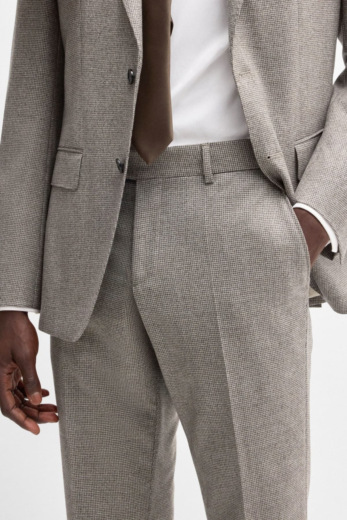 BOSS ΠΑΝΤΕΛΟΝΙ CHINO ΜΙΚΡΟΣΧΕΔΙΟ SLIM FIT Η-GENIUS-DTL-243 ΓΚΡΙ