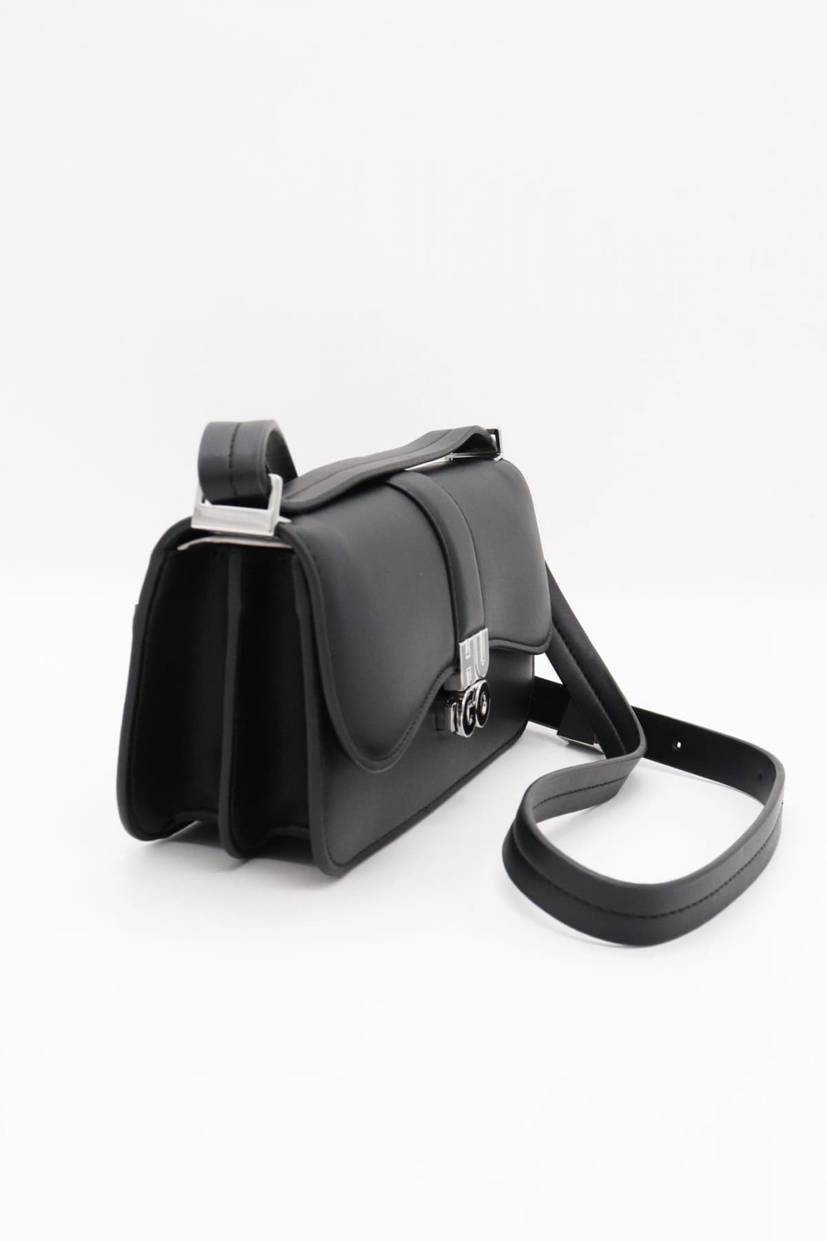 HUGO ΤΣΑΝΤΑ CROSS BODY MELANIE SHBAG-CLOSPP LOGO ΜΑΥΡΟ