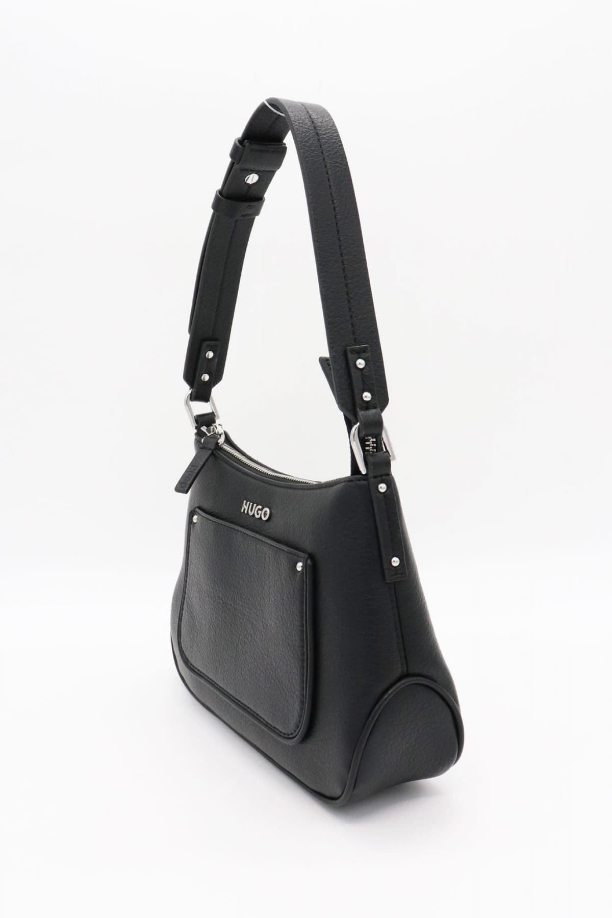 HUGO ΤΣΑΝΤΑ ΩΜΟΥ CAROL HOBO LOGO ΜΕΤΑΛΛΙΚΟ ΘΗΚΗ ΜΠΡΟΣΤΑ ΜΑΥΡΟ