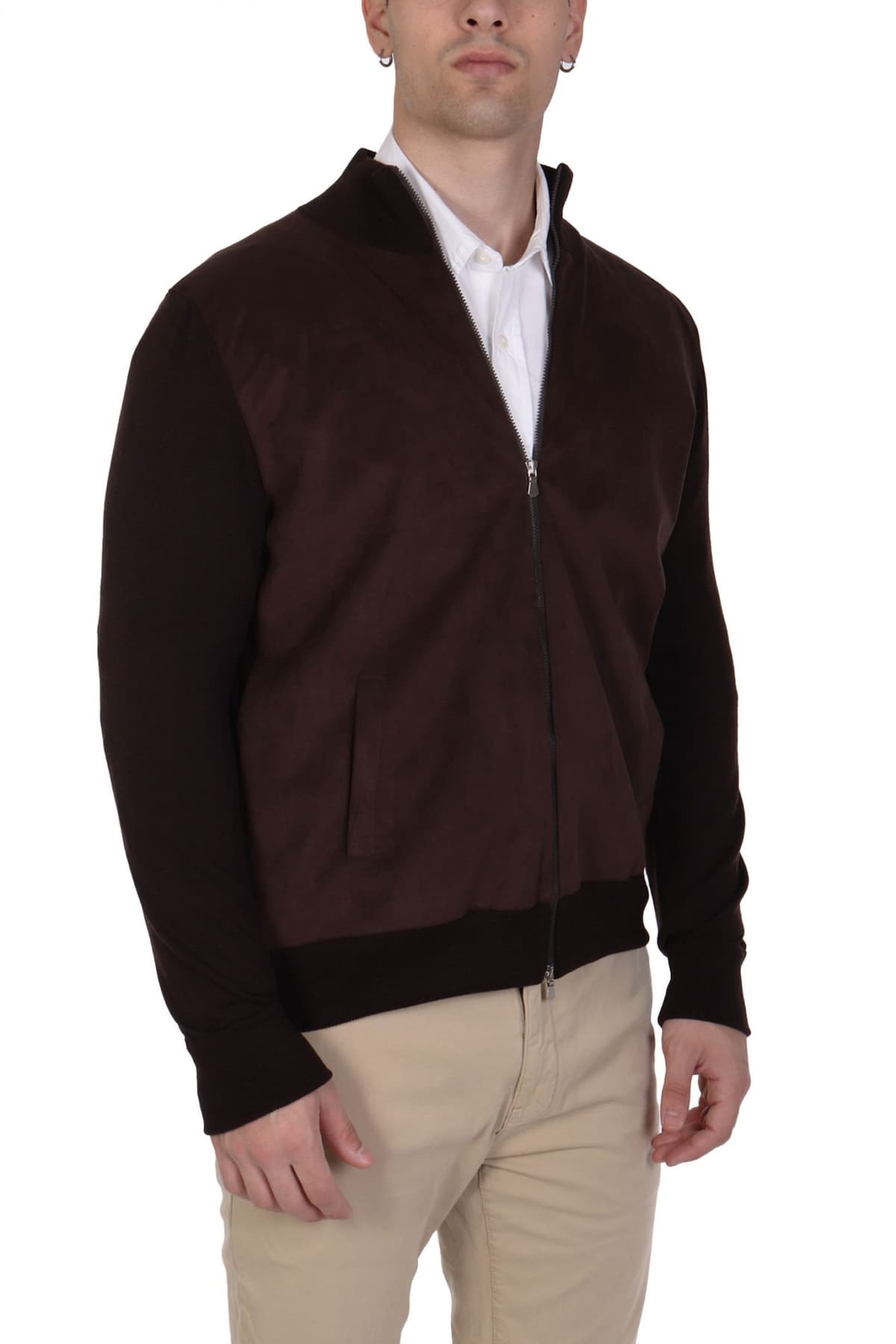 GRAN SASSO ΠΛΕΚΤΟ FULLZIP EXTRA FINE MERINOS ΚΑΦΕ