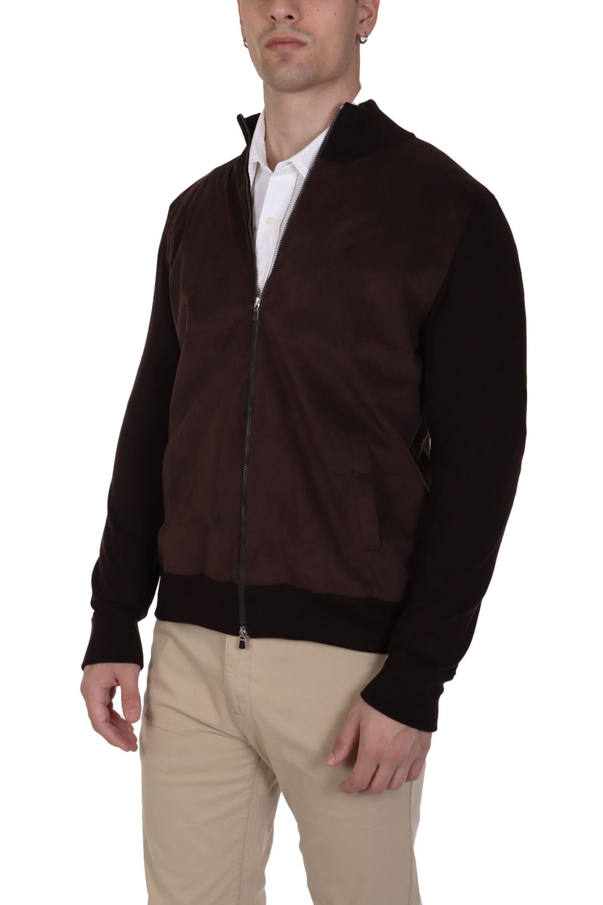 GRAN SASSO ΠΛΕΚΤΟ FULLZIP EXTRA FINE MERINOS ΚΑΦΕ