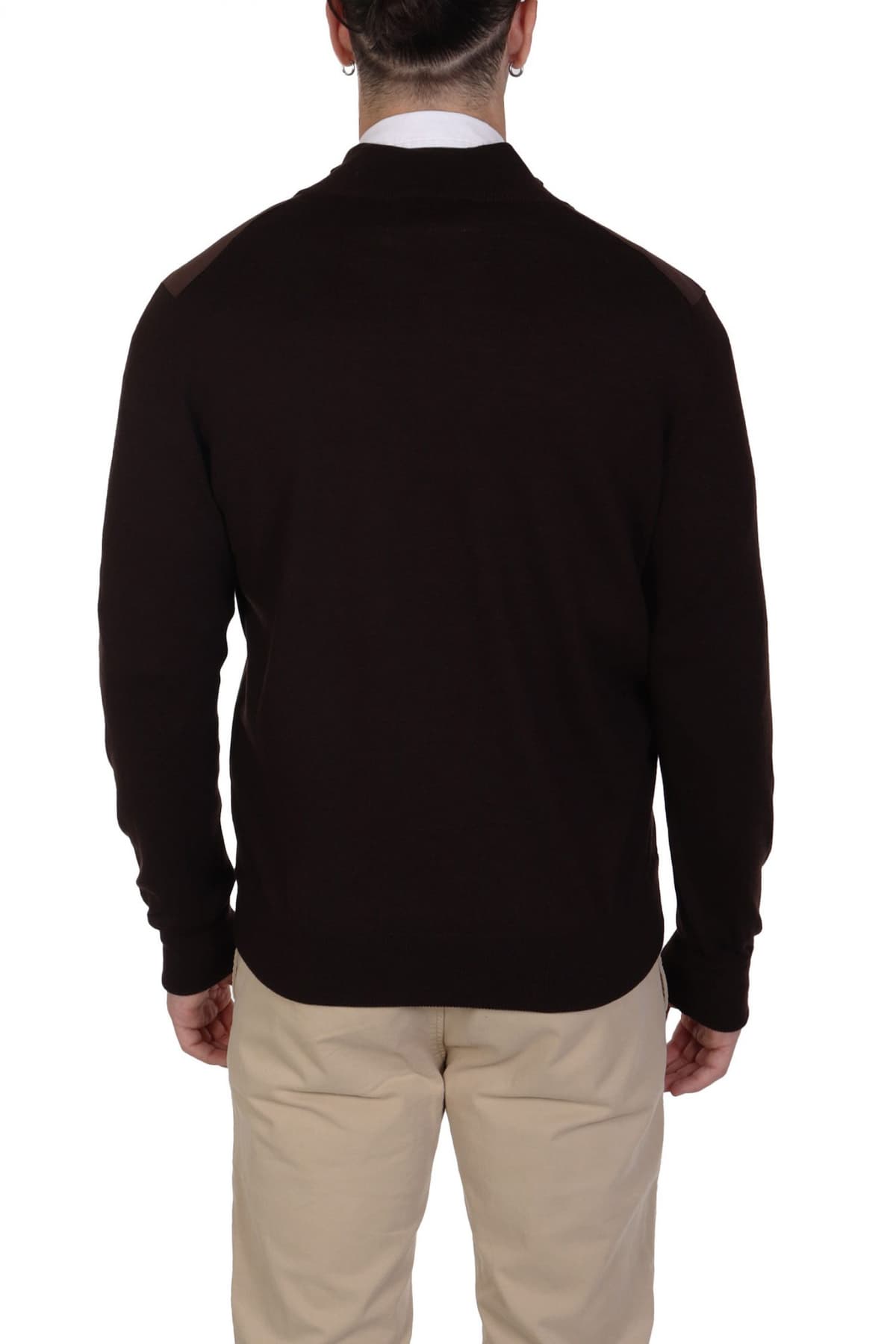 GRAN SASSO ΠΛΕΚΤΟ FULLZIP EXTRA FINE MERINOS ΚΑΦΕ