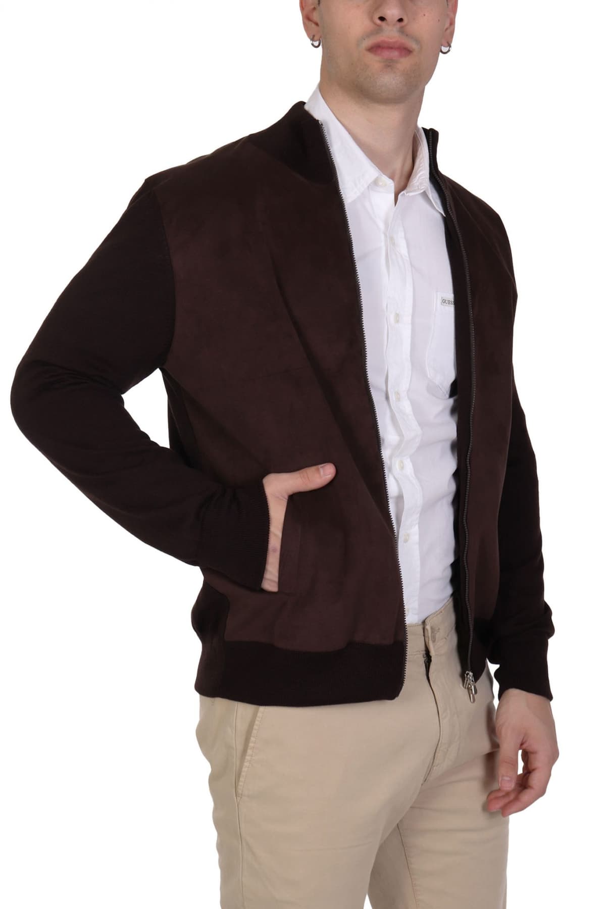 GRAN SASSO ΠΛΕΚΤΟ FULLZIP EXTRA FINE MERINOS ΚΑΦΕ