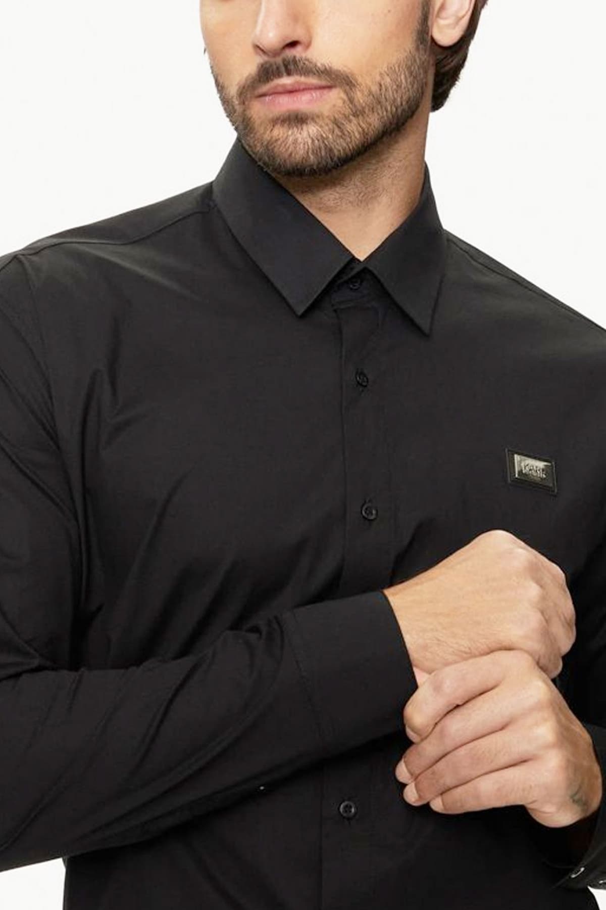 KARL LAGERFELD ΠΟΥΚΑΜΙΣΟ METALLIC LOGO ΜΑΥΡΟ