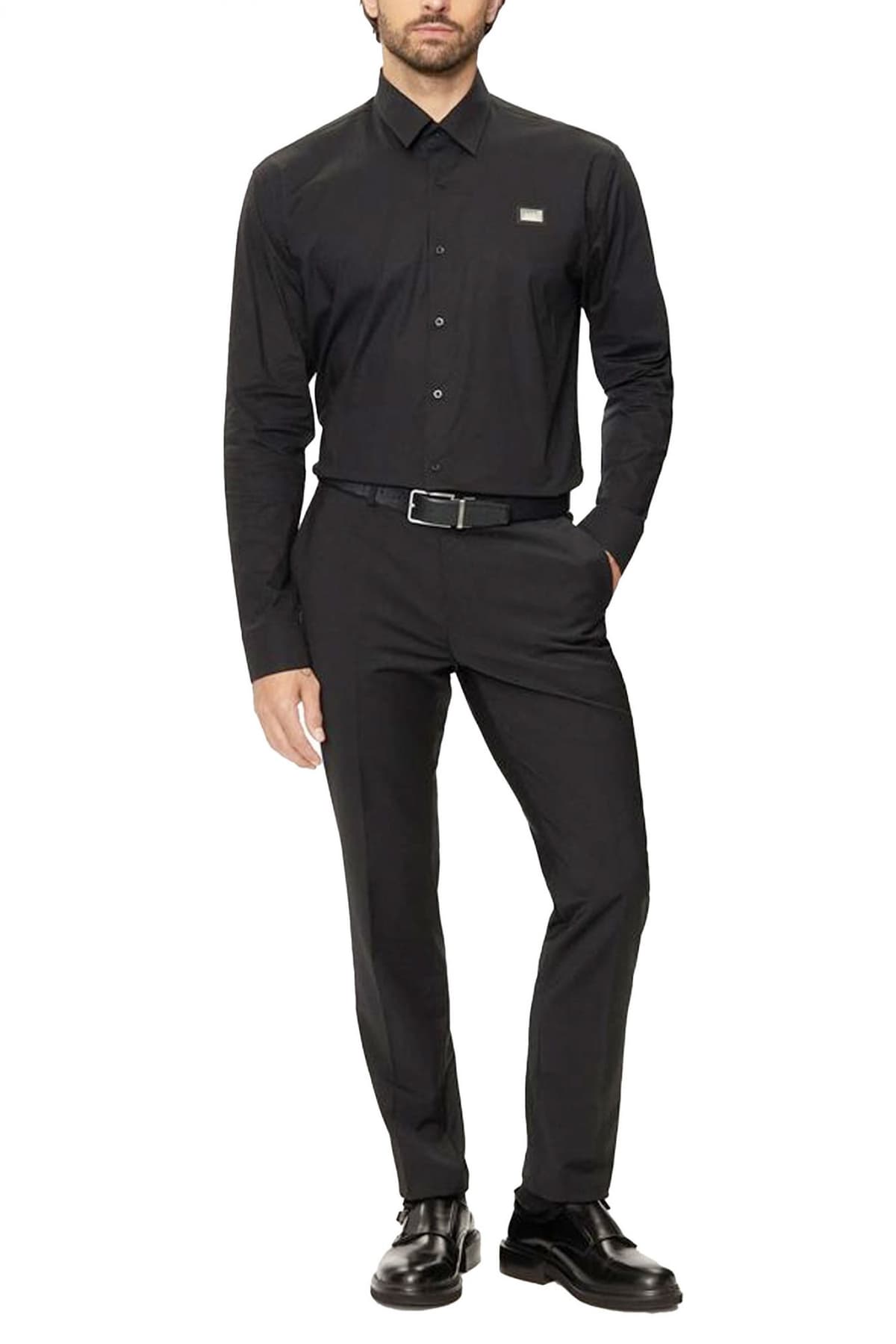 KARL LAGERFELD ΠΟΥΚΑΜΙΣΟ METALLIC LOGO ΜΑΥΡΟ