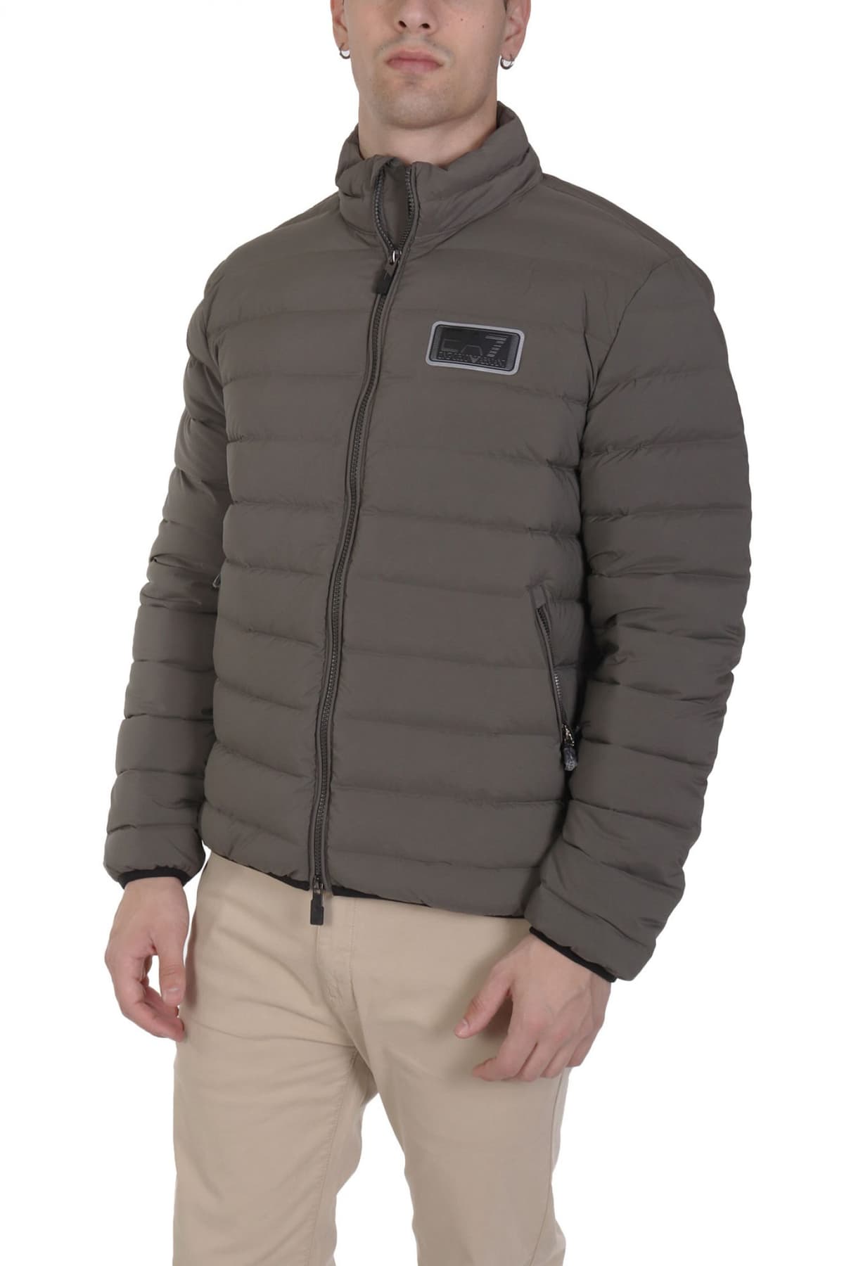 ARMANI 7 ΜΠΟΥΦΑΝ PUFFER LOGO ΓΚΡΙ-ΧΑΚΙ