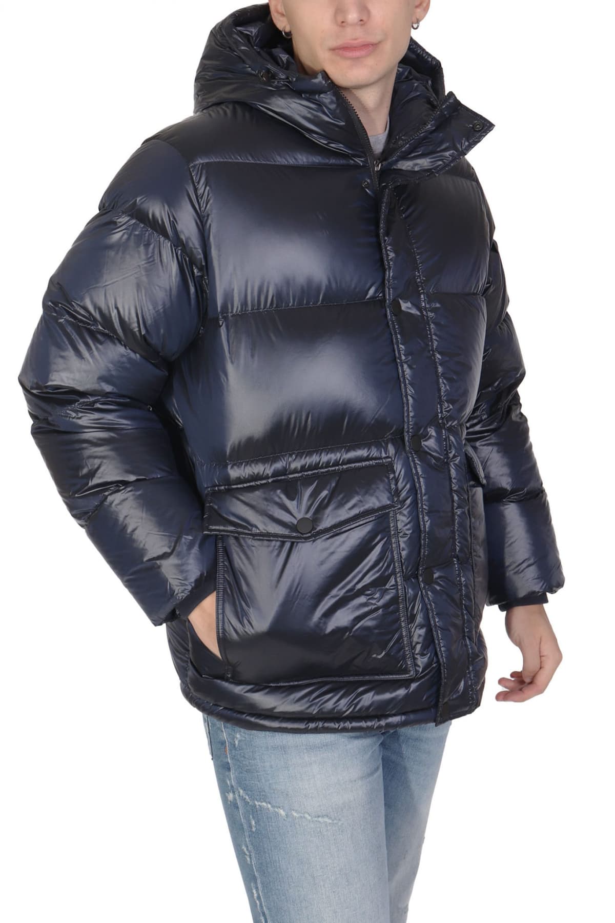 ARMANI 7 ΜΠΟΥΦΑΝ PUFFER HOODIE LOGO ΜΠΛΕ