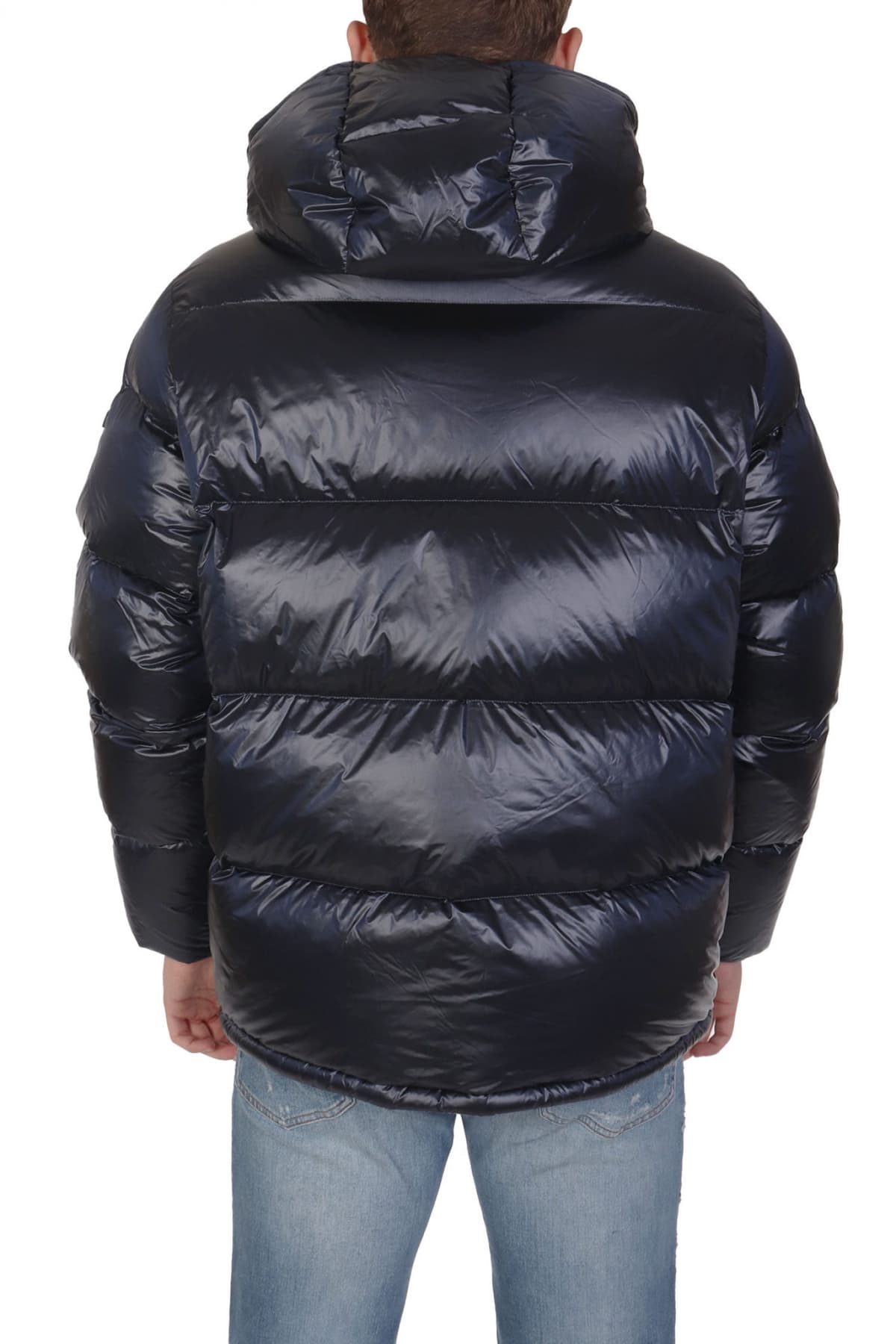 ARMANI 7 ΜΠΟΥΦΑΝ PUFFER HOODIE LOGO ΜΠΛΕ