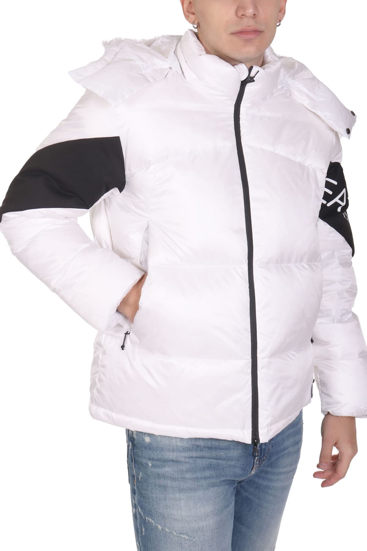 ARMANI 7 ΜΠΟΥΦΑΝ PUFFER ΑΠΟΣΠΩΜΕΝΗ ΚΟΥΚΟΥΛΑ LOGO ΛΕΥΚΟ