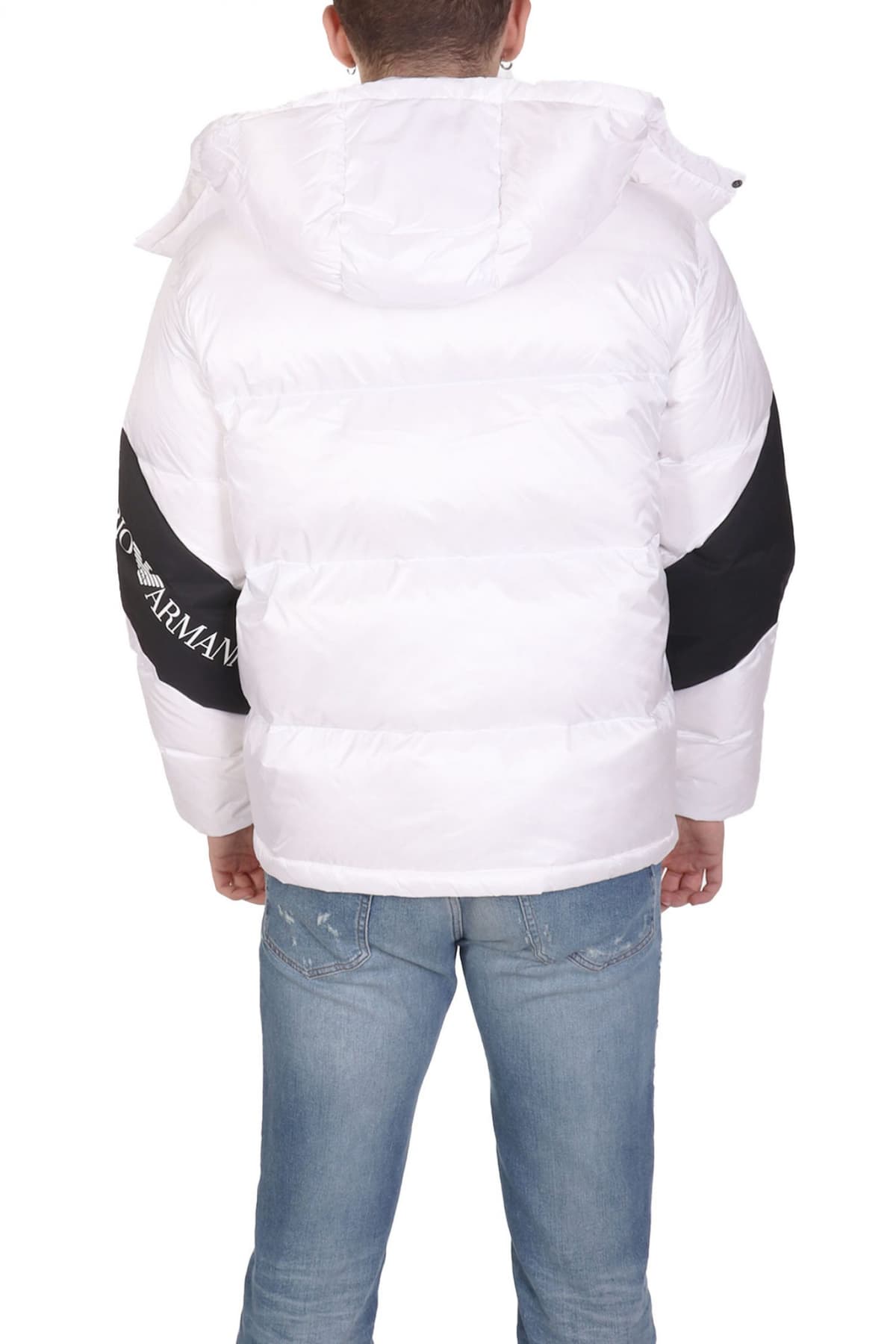 ARMANI 7 ΜΠΟΥΦΑΝ PUFFER ΑΠΟΣΠΩΜΕΝΗ ΚΟΥΚΟΥΛΑ LOGO ΛΕΥΚΟ