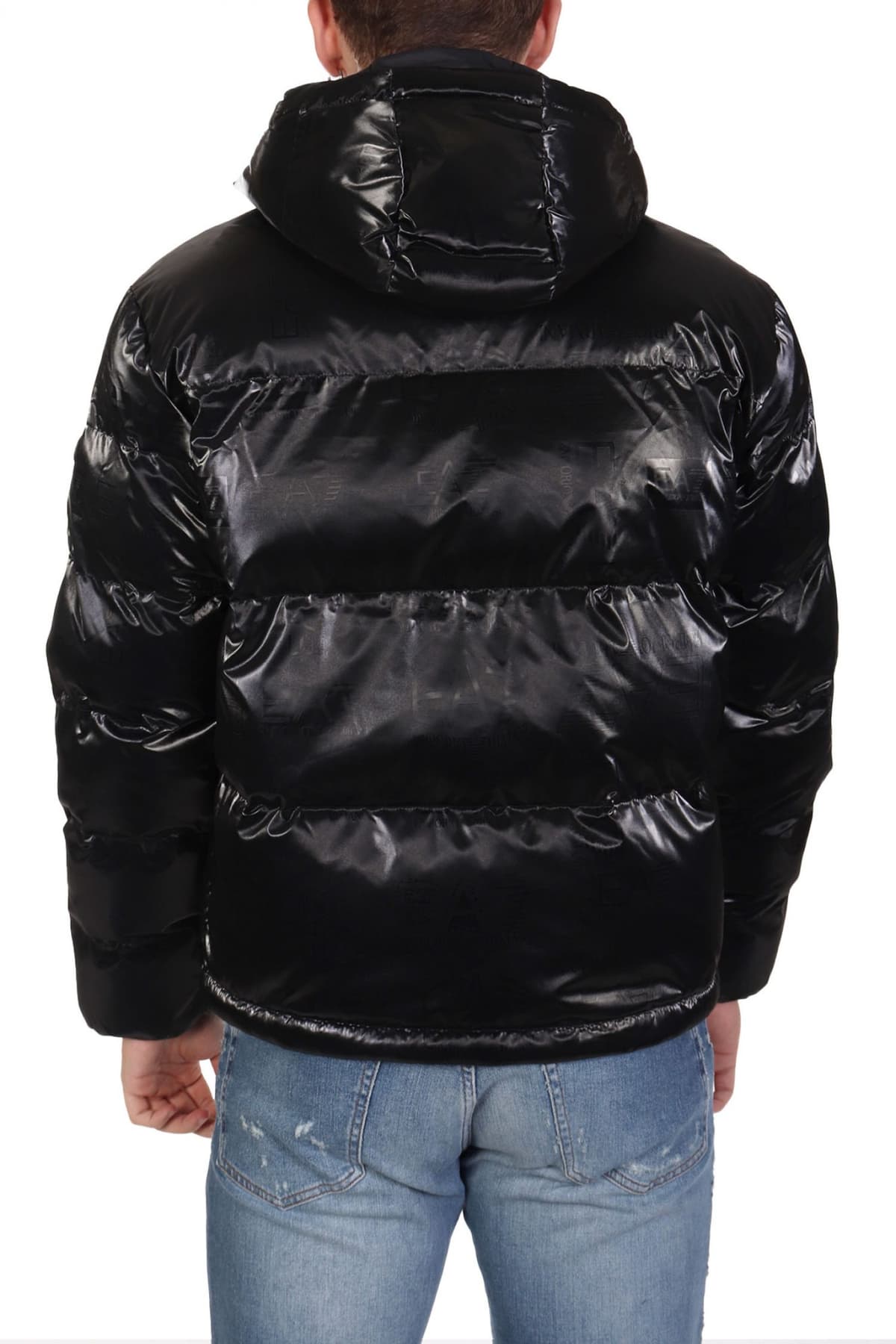 ARMANI 7 ΜΠΟΥΦΑΝ ΦΟΥΣΚΩΤΟ HOODIE LOGO ΜΑΥΡΟ