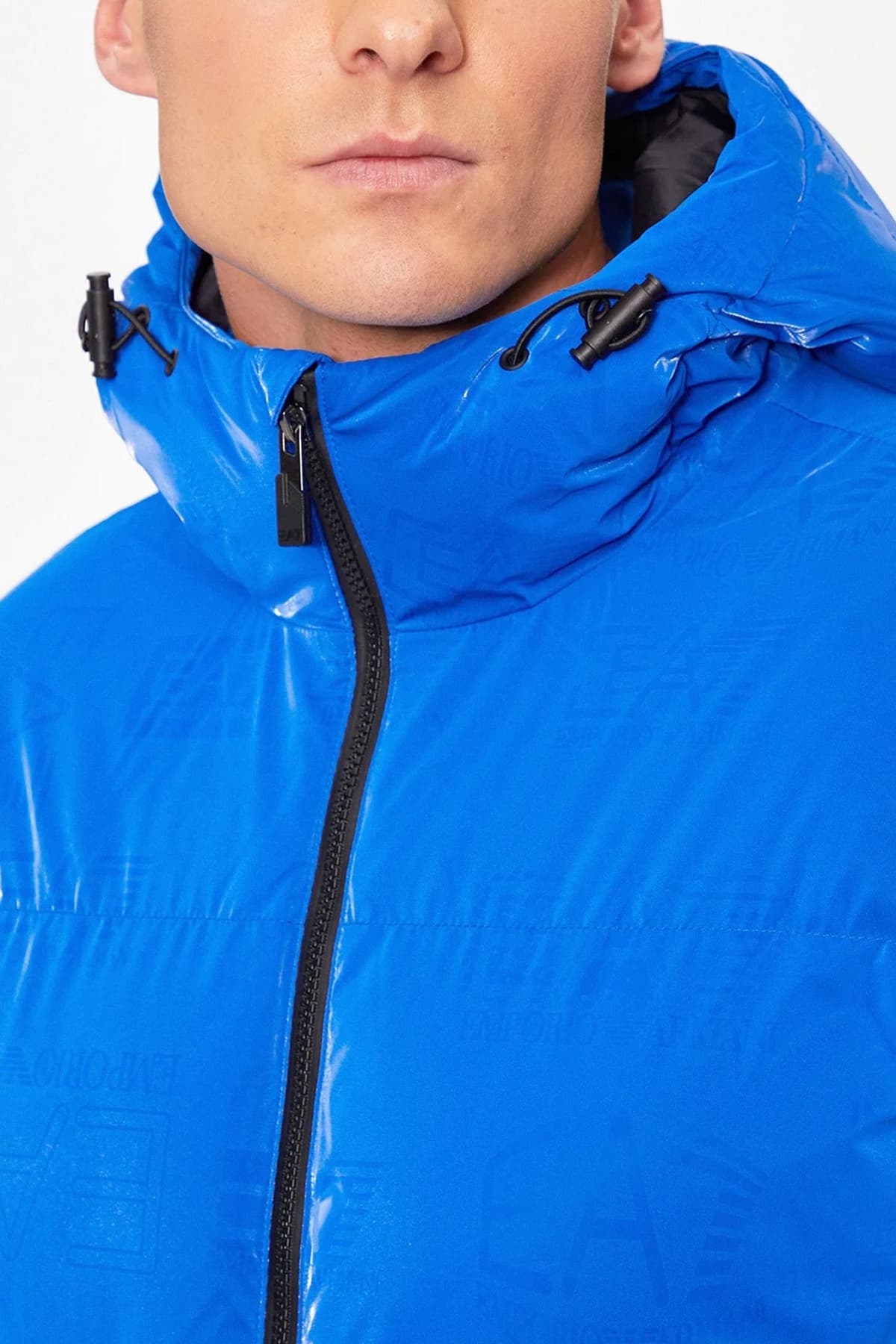 ARMANI 7 ΜΠΟΥΦΑΝ ΦΟΥΣΚΩΤΟ HOODIE LOGO ΡΟΥΑ ΜΠΛΕ