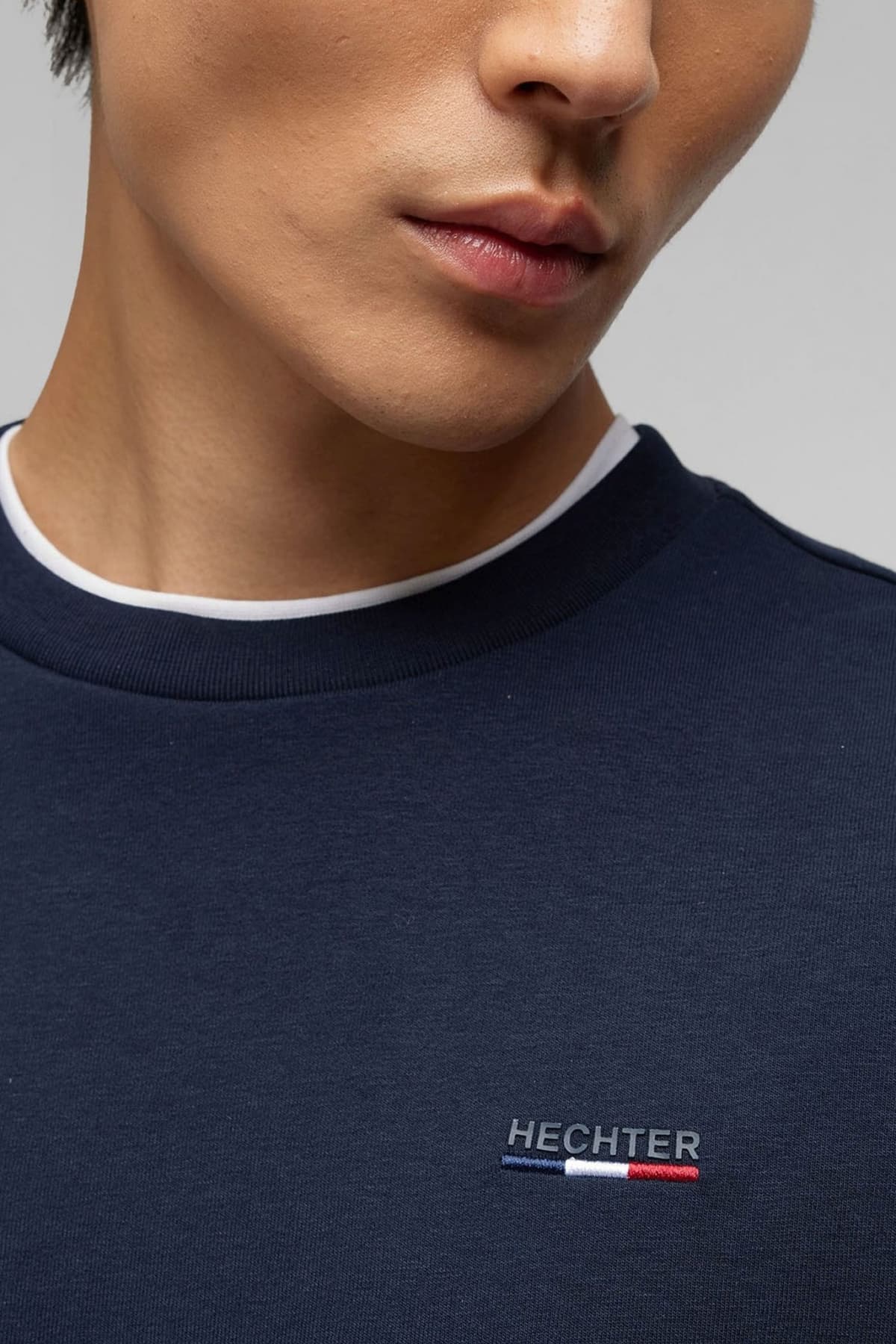 HECHTER ΦΟΥΤΕΡ CREWNECK LOGO ΜΠΛΕ ΣΚΟΥΡΟ