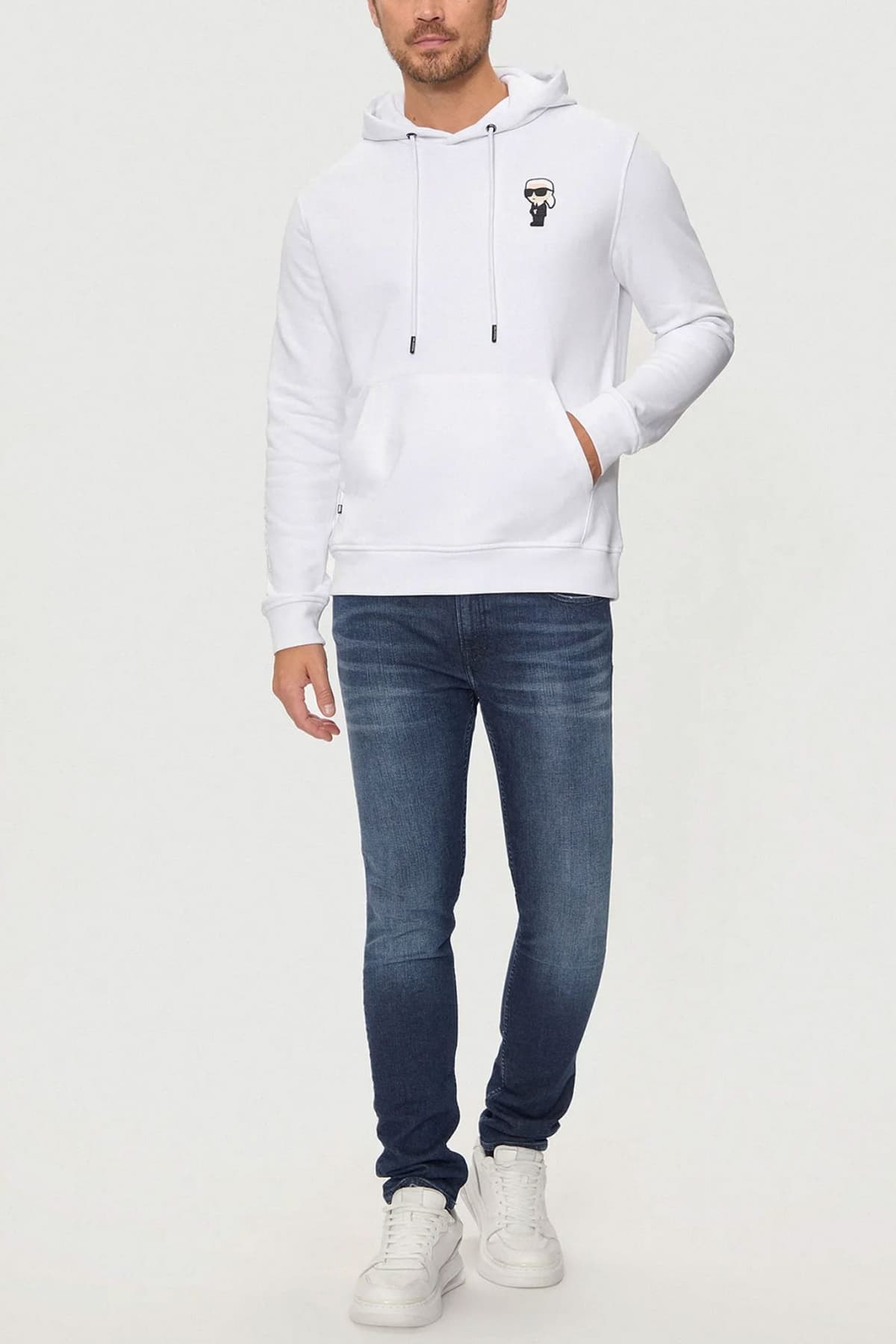 KARL LAGERFELD ΦΟΥΤΕΡ HOODIE LOGO ΛΕΥΚΟ