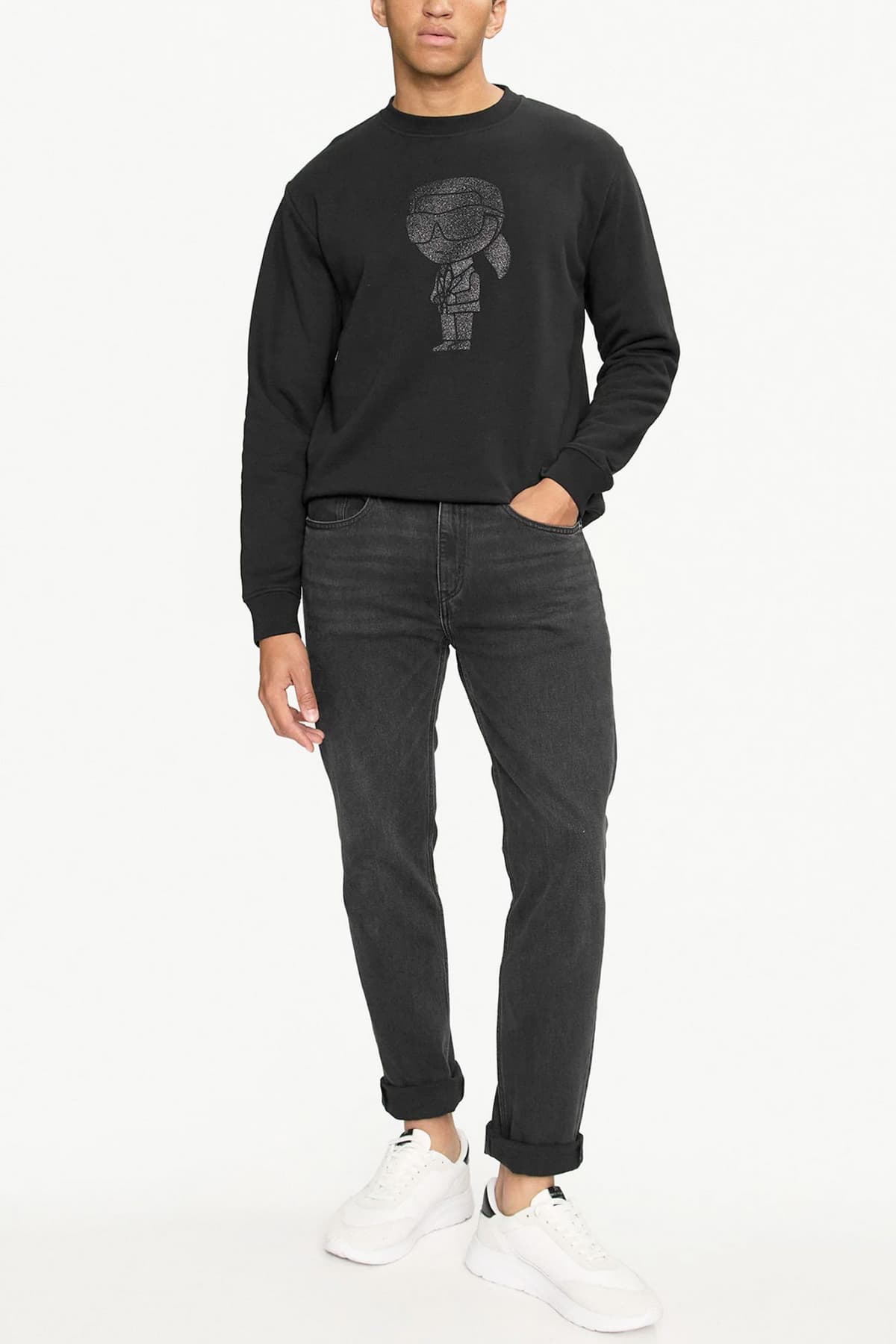 KARL LAGERFELD ΦΟΥΤΕΡ CREW NECK LOGO ΜΑΥΡΟ