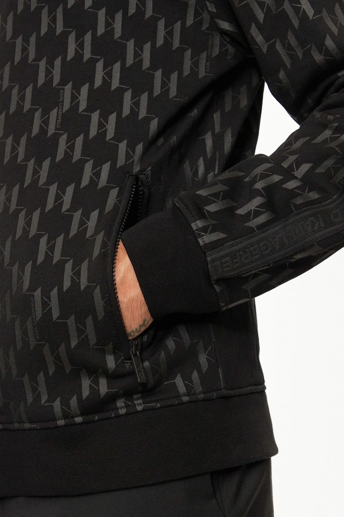 KARL LAGERFELD ΦΟΥΤΕΡ FULLZIP ALL OVER LOGO ΜΑΥΡΟ