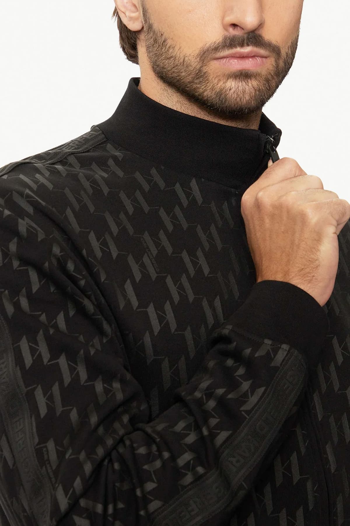 KARL LAGERFELD ΦΟΥΤΕΡ FULLZIP ALL OVER LOGO ΜΑΥΡΟ