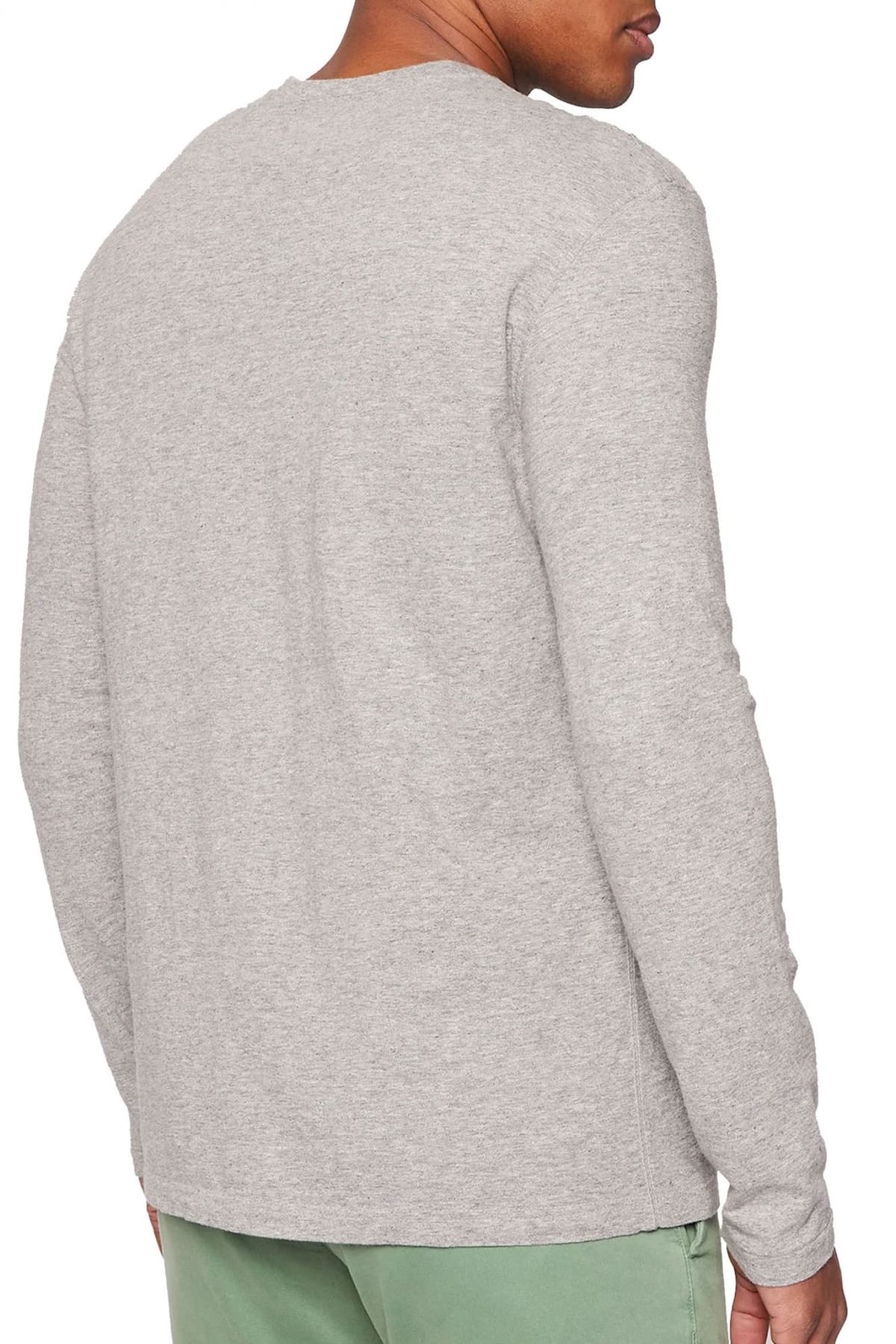 RALPH LAUREN T-SHIRT HALF BUTTON LOGO ΓΚΡΙ