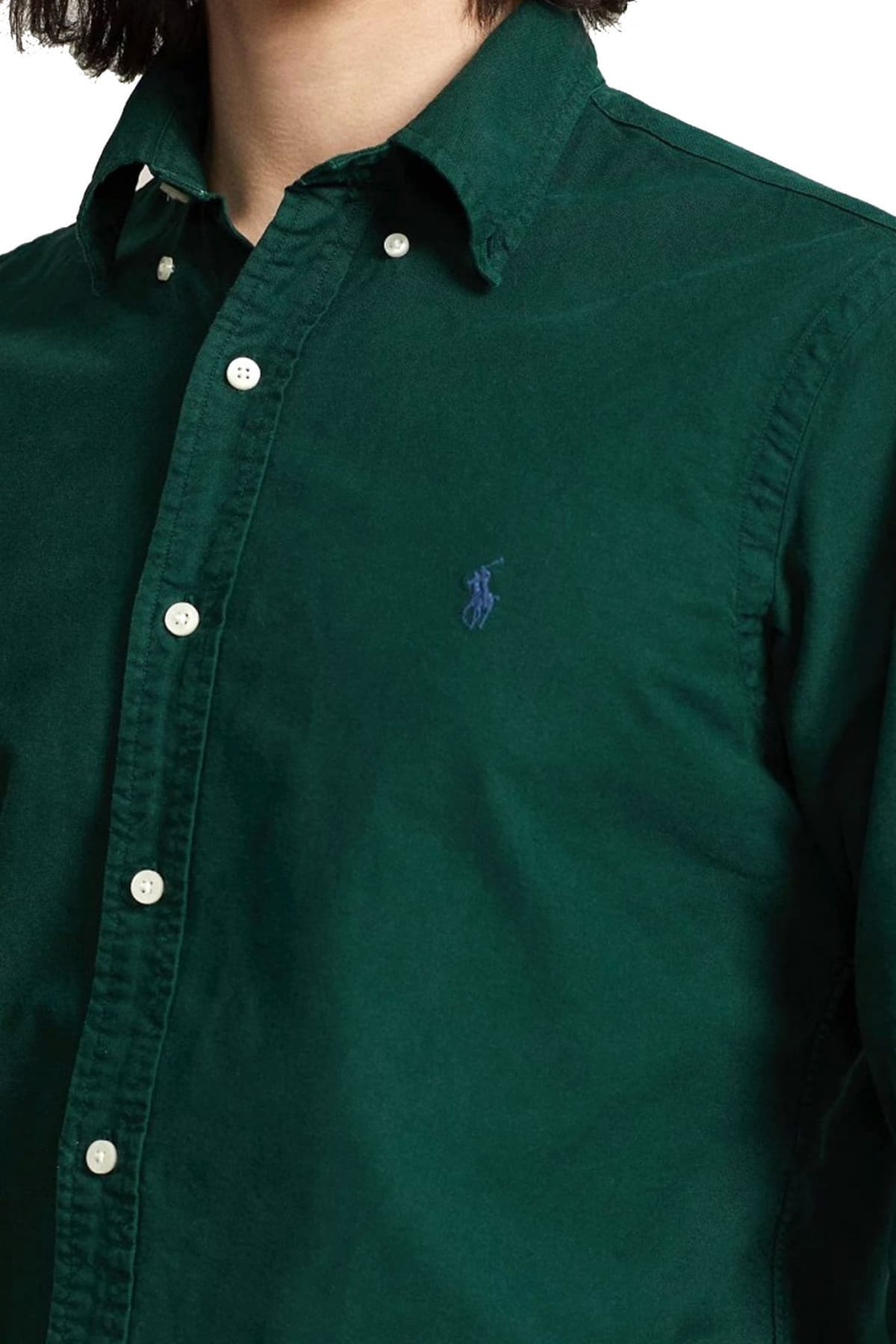 RALPH LAUREN ΠΟΥΚΑΜΙΣΟ BUTTON DOWN CUSTOM FIT LOGO ΠΡΑΣΙΝΟ