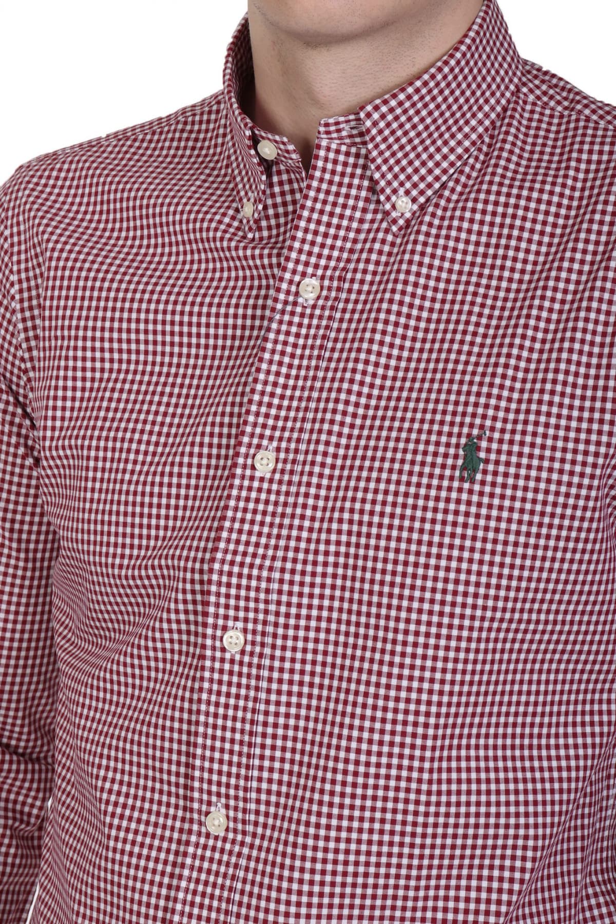 RALPH LAUREN ΠΟΥΚΑΜΙΣΟ ΚΑΡΩ BUTTON DOWN CUSTOM FIT ΜΠΟΡΝΤΩ-ΛΕΥΚΟ