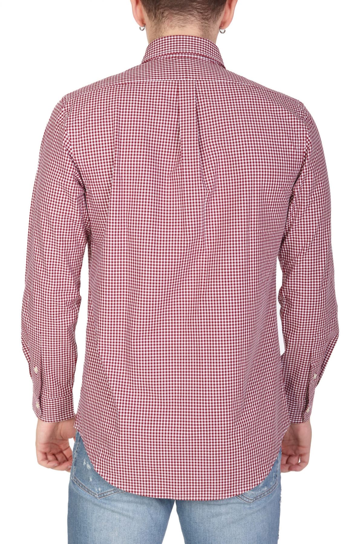 RALPH LAUREN ΠΟΥΚΑΜΙΣΟ ΚΑΡΩ BUTTON DOWN CUSTOM FIT ΜΠΟΡΝΤΩ-ΛΕΥΚΟ