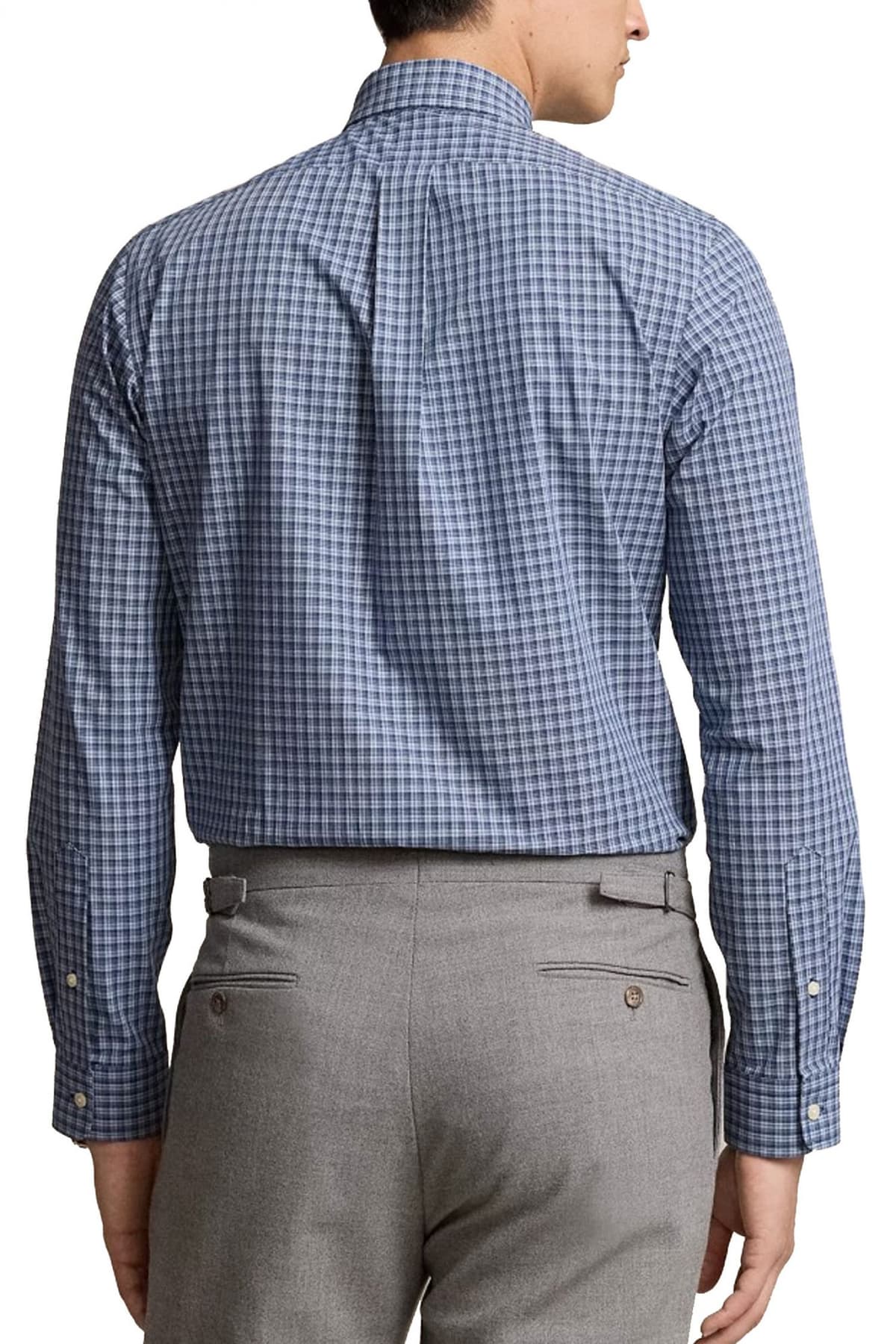 RALPH LAUREN ΠΟΥΚΑΜΙΣΟ BUTTON DOWN ΚΑΡΩ LOGO ΜΠΛΕ