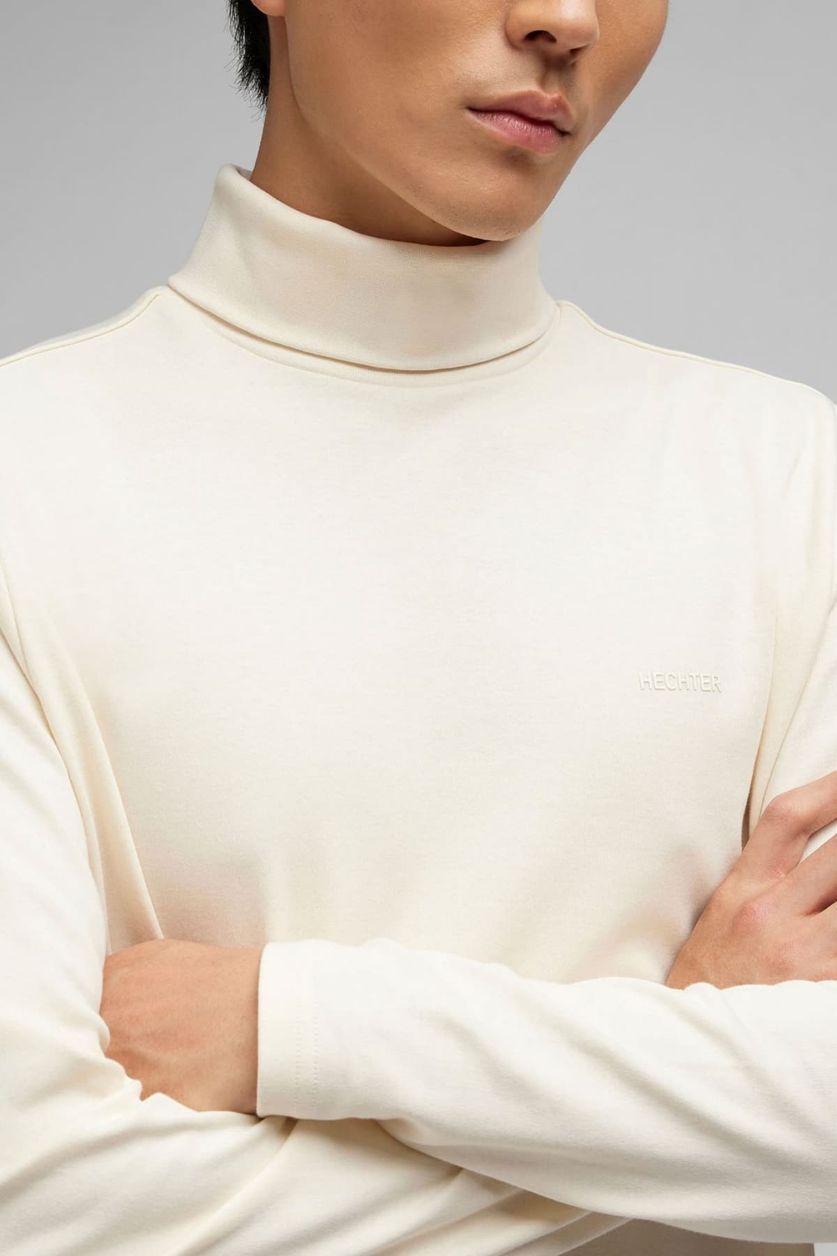 HECHTER T-SHIRT JERSEY ROLLNECK LOGO ΛΕΥΚΟ