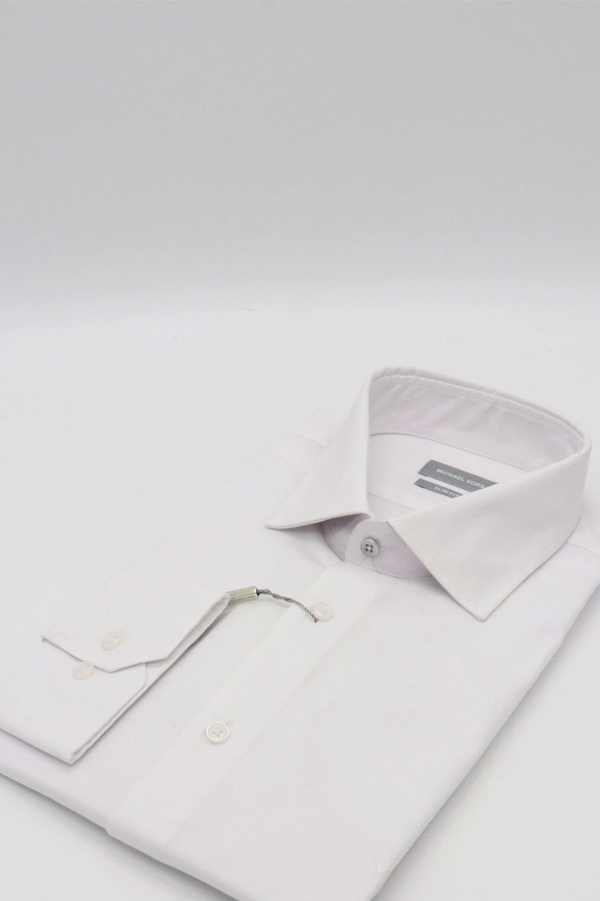 MICHAEL KORS ΠΟΥΚΑΜΙΣΟ SLIM FIT PINPOINT STRETCH ΛΕΥΚΟ