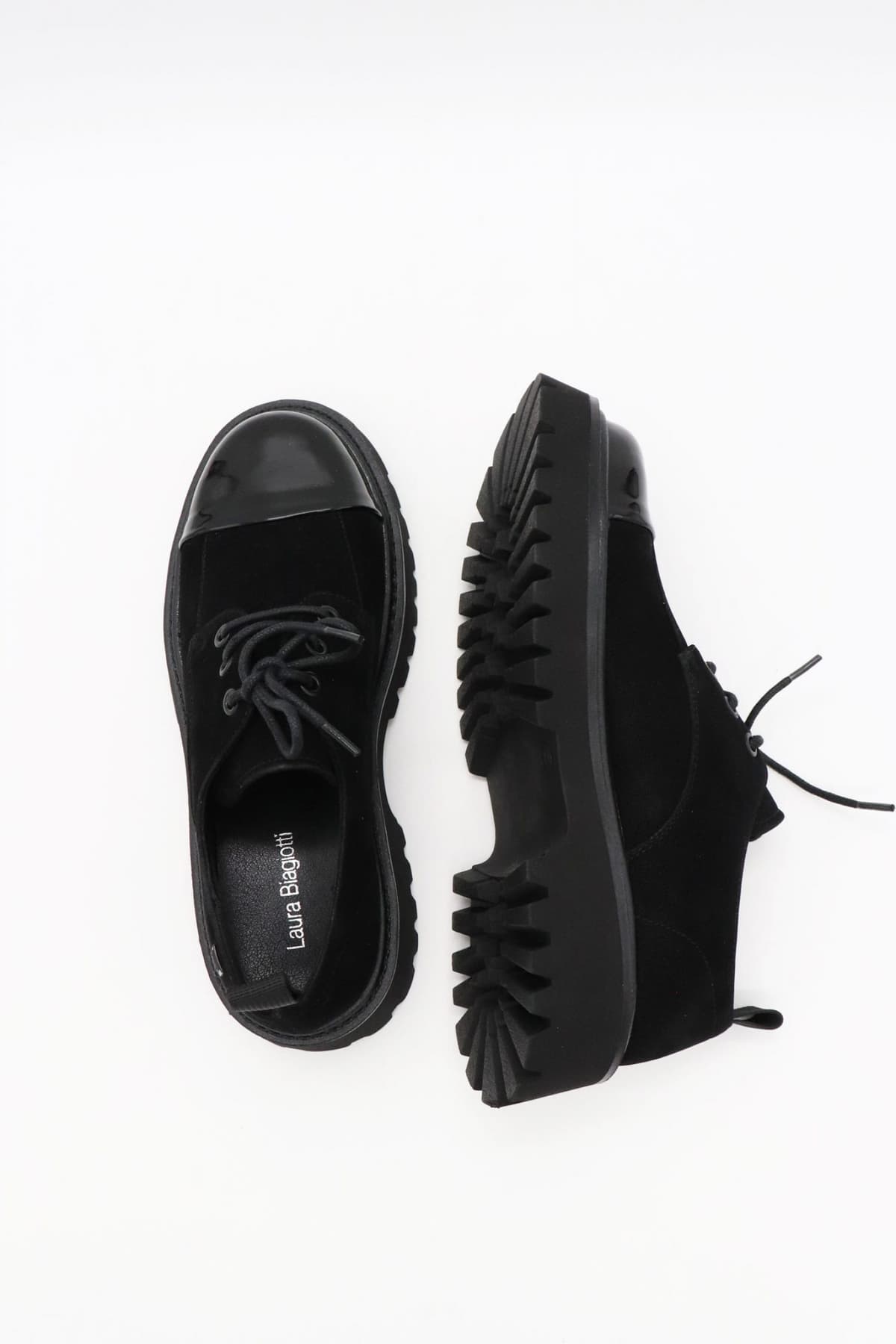 LAURA BIAGIOTTI ΠΑΠΟΥΤΣΙΑ ΜOKAΣΙΝΙΑ ΒΕΛΟΥΔΟ ΚΟΡΔΟΝΙΑ LOGO ΜΑΥΡΟ