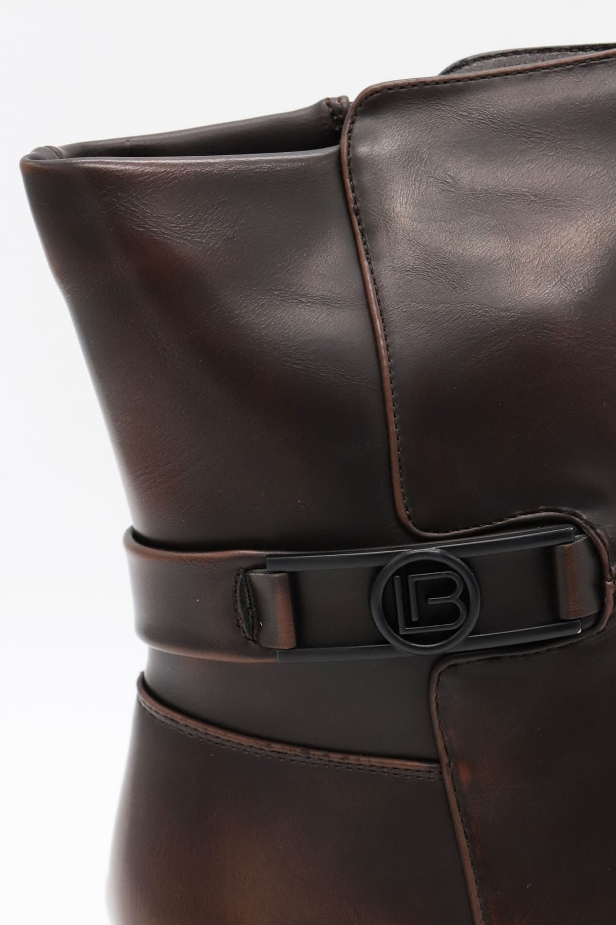 LAURA BIAGIOTTI ΠΑΠΟΥΤΣΙΑ ΜΠΟΤΑΚΙΑ ΦΕΡΜΟΥΑΡ METAΛΛΙΚΟ LOGO ΣΚΟΥΡΟ ΚΑΦΕ