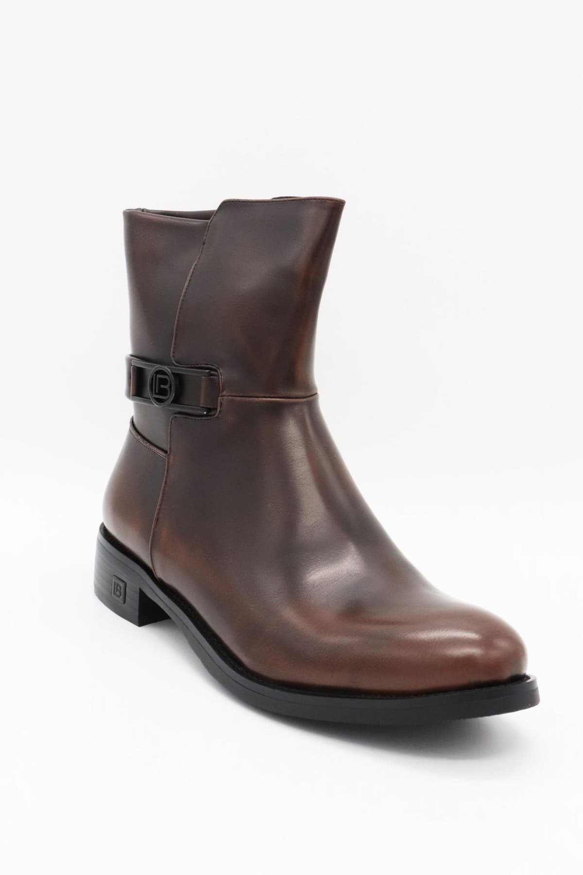 LAURA BIAGIOTTI ΠΑΠΟΥΤΣΙΑ ΜΠΟΤΑΚΙΑ ΦΕΡΜΟΥΑΡ METAΛΛΙΚΟ LOGO ΣΚΟΥΡΟ ΚΑΦΕ