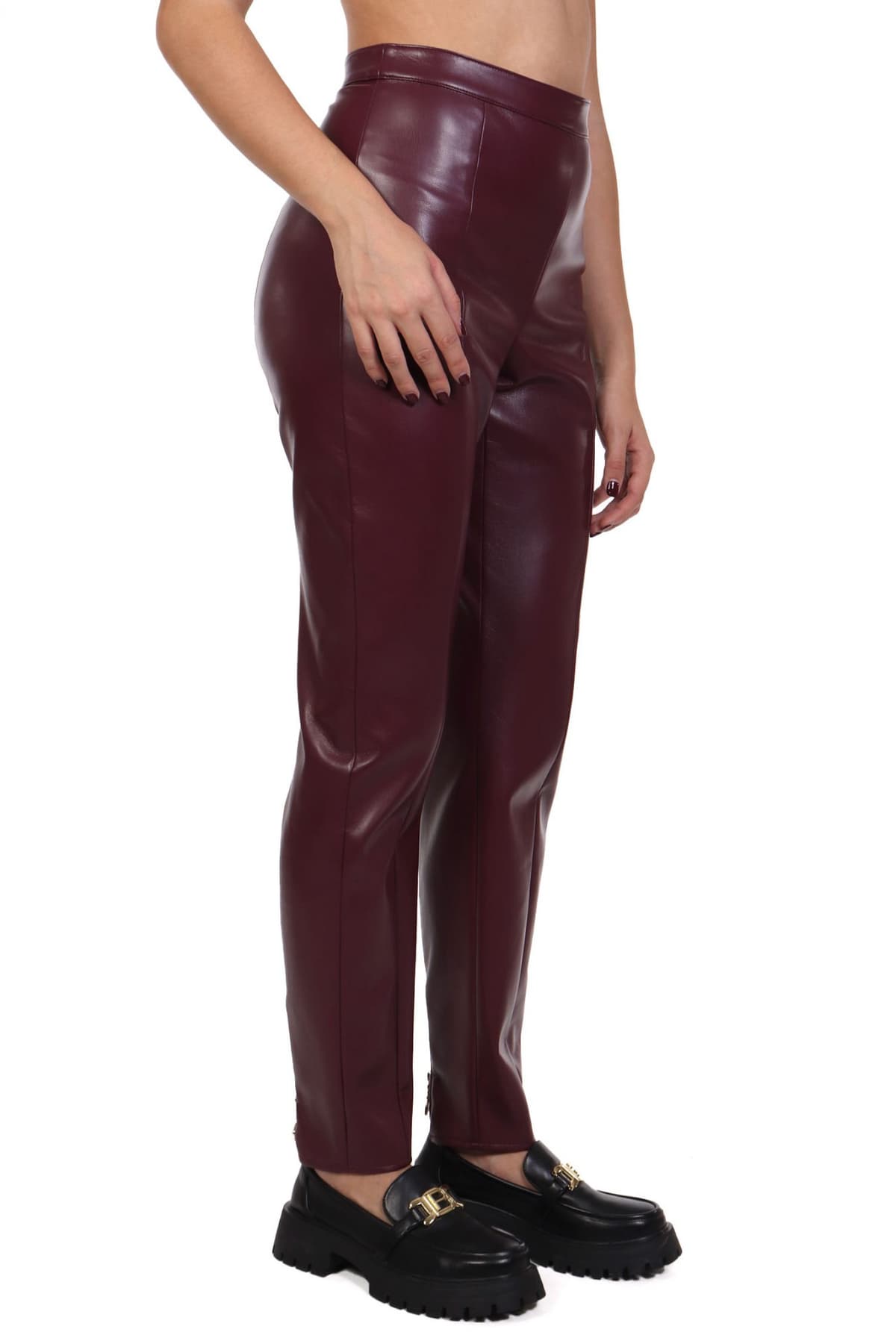 PATRIZIA PEPE ΠΑΝΤΕΛΟΝΙ FAUX LEATHER SKINNY ΦΕΡΜΟΥΑΡ ΠΛΑΙ ΜΠΟΡΝΤΩ