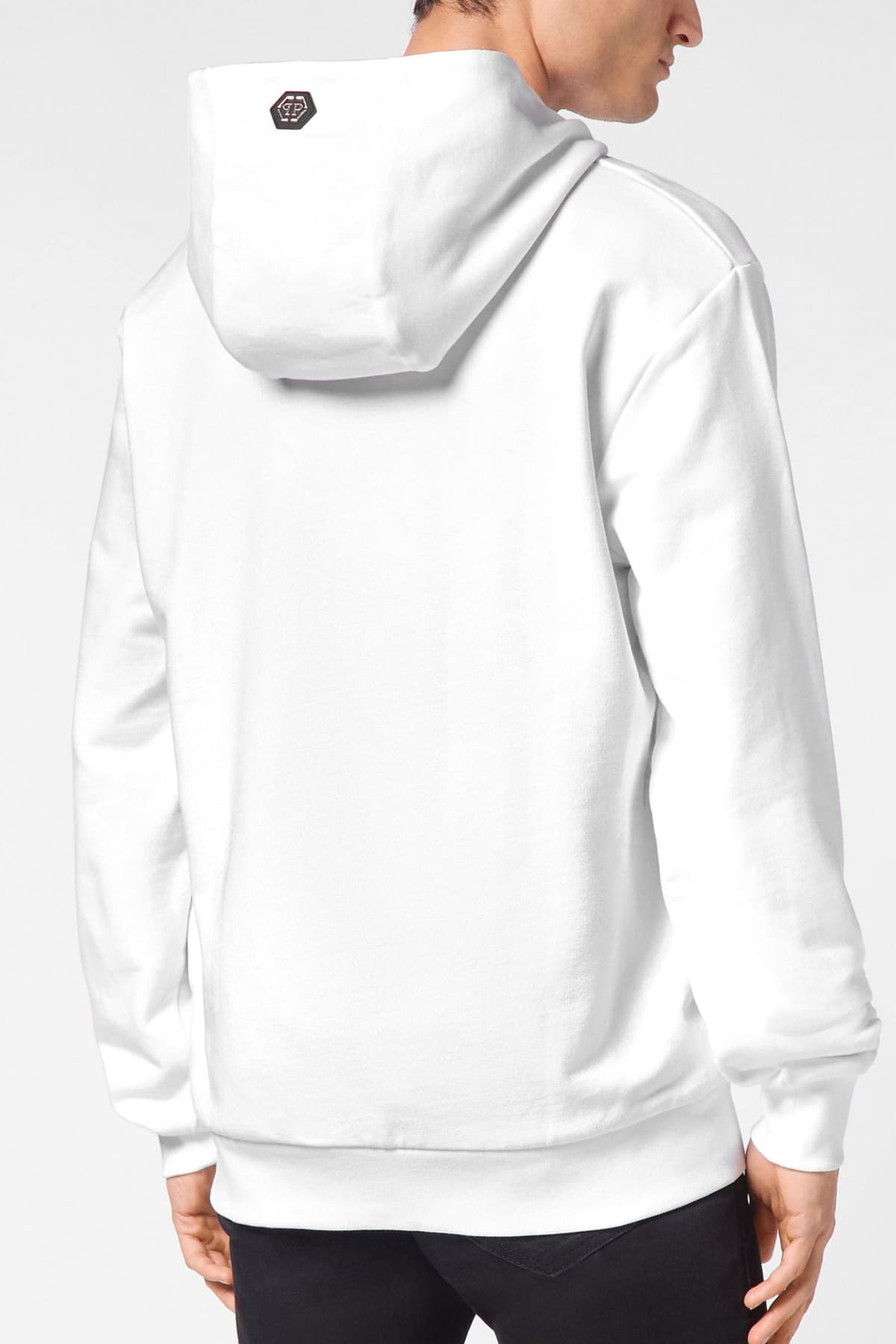 PHILIPP PLEIN ΦΟΥΤΕΡ HOODIE SWEATSHIRT SKULL ALL OVER LOGO ΛΕΥΚΟ-ΜΑΥΡΟ