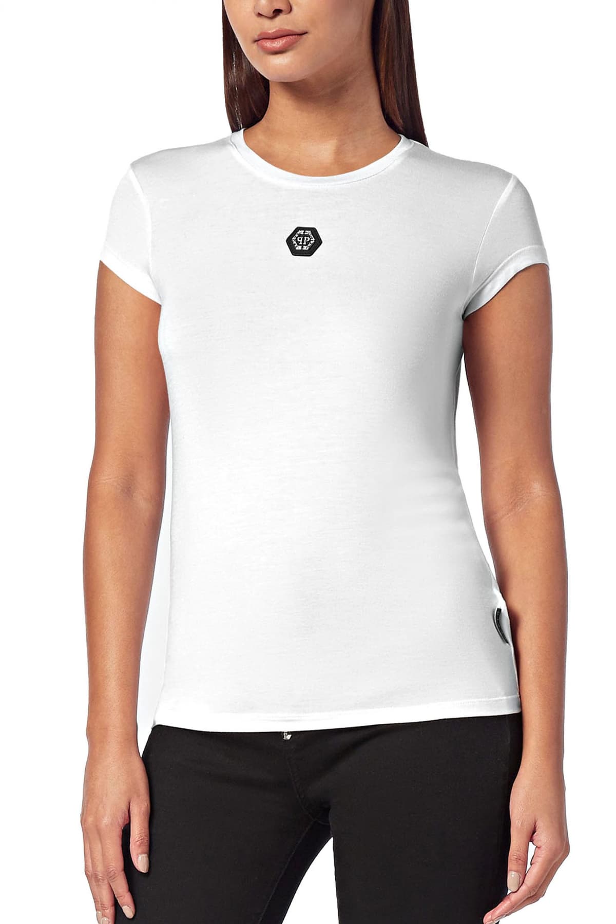 PHILIPP PLEIN T-SHIRT SEXY PURE HEXAGON LOGO ΛΕΥΚΟ