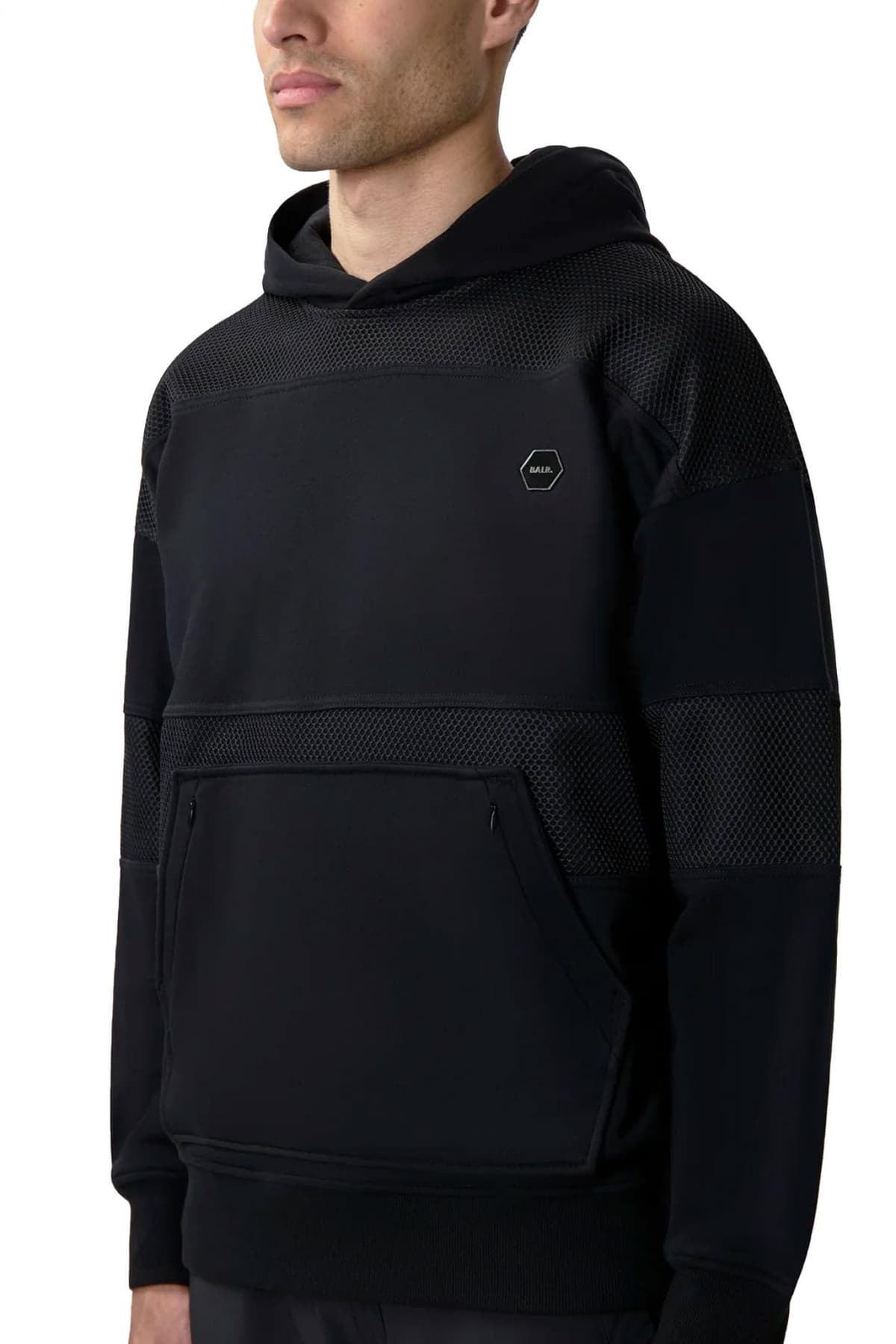 BALR. ΦΟΥΤΕΡ HOODIE HEXLINE BOX FIT LOGO ΜΑΥΡΟ