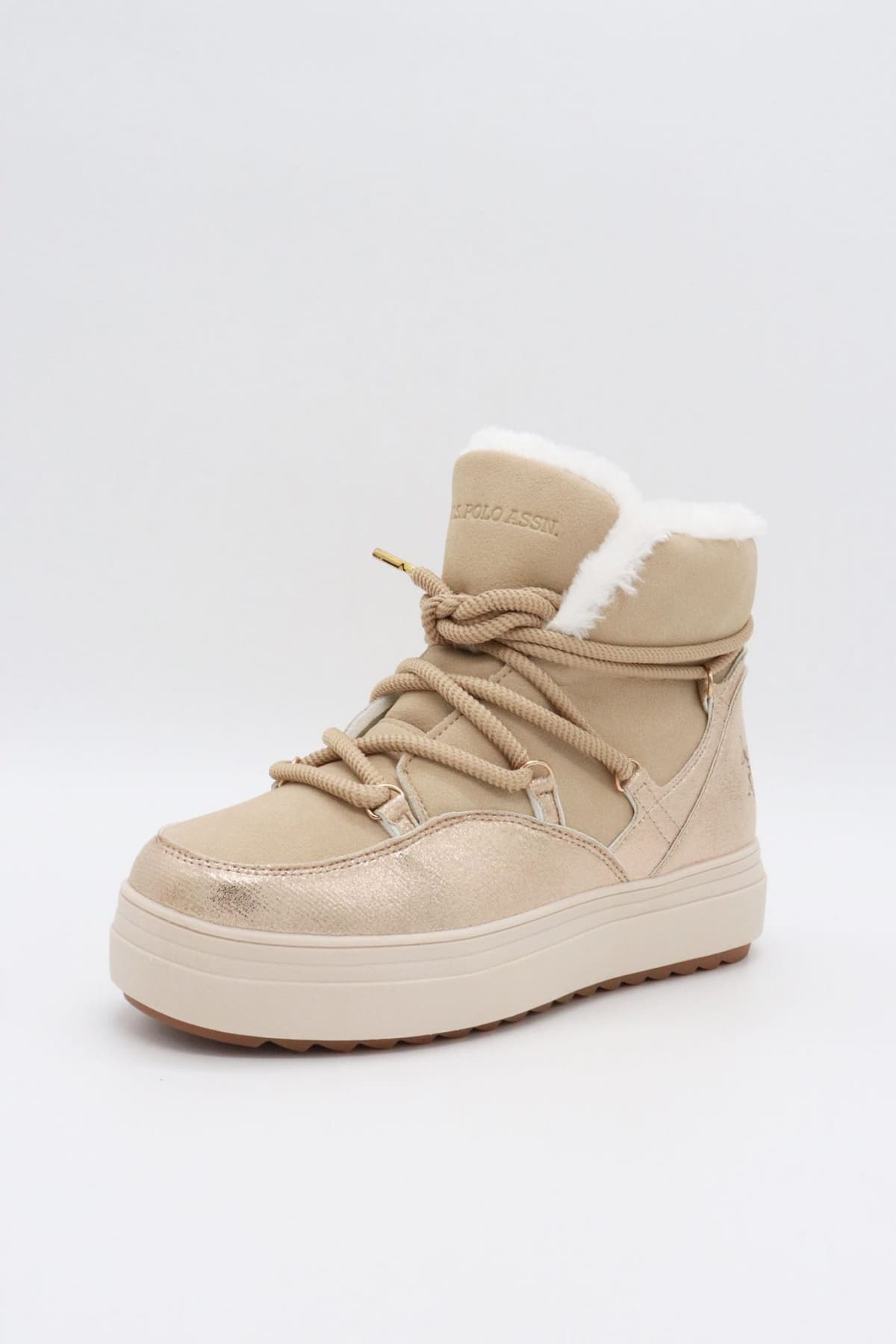 U.S. POLO ASSN. ΠΑΠΟΥΤΣΙΑ MΠΟΤΑΚΙΑ ΓΟΥΝΑ ΕΣΩΤΕΡΙΚΗ LOGO ΜΠΕΖ/ΧΡΥΣΟ