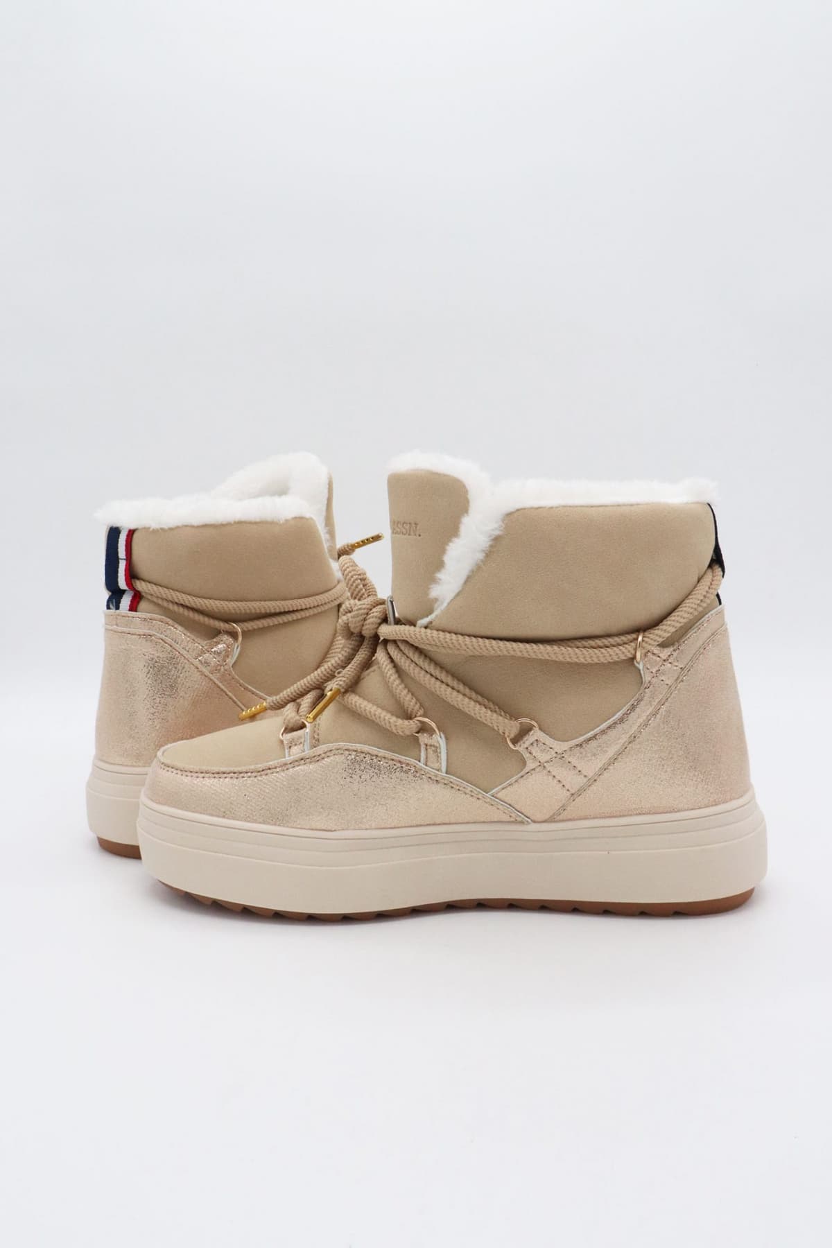 U.S. POLO ASSN. ΠΑΠΟΥΤΣΙΑ MΠΟΤΑΚΙΑ ΓΟΥΝΑ ΕΣΩΤΕΡΙΚΗ LOGO ΜΠΕΖ/ΧΡΥΣΟ