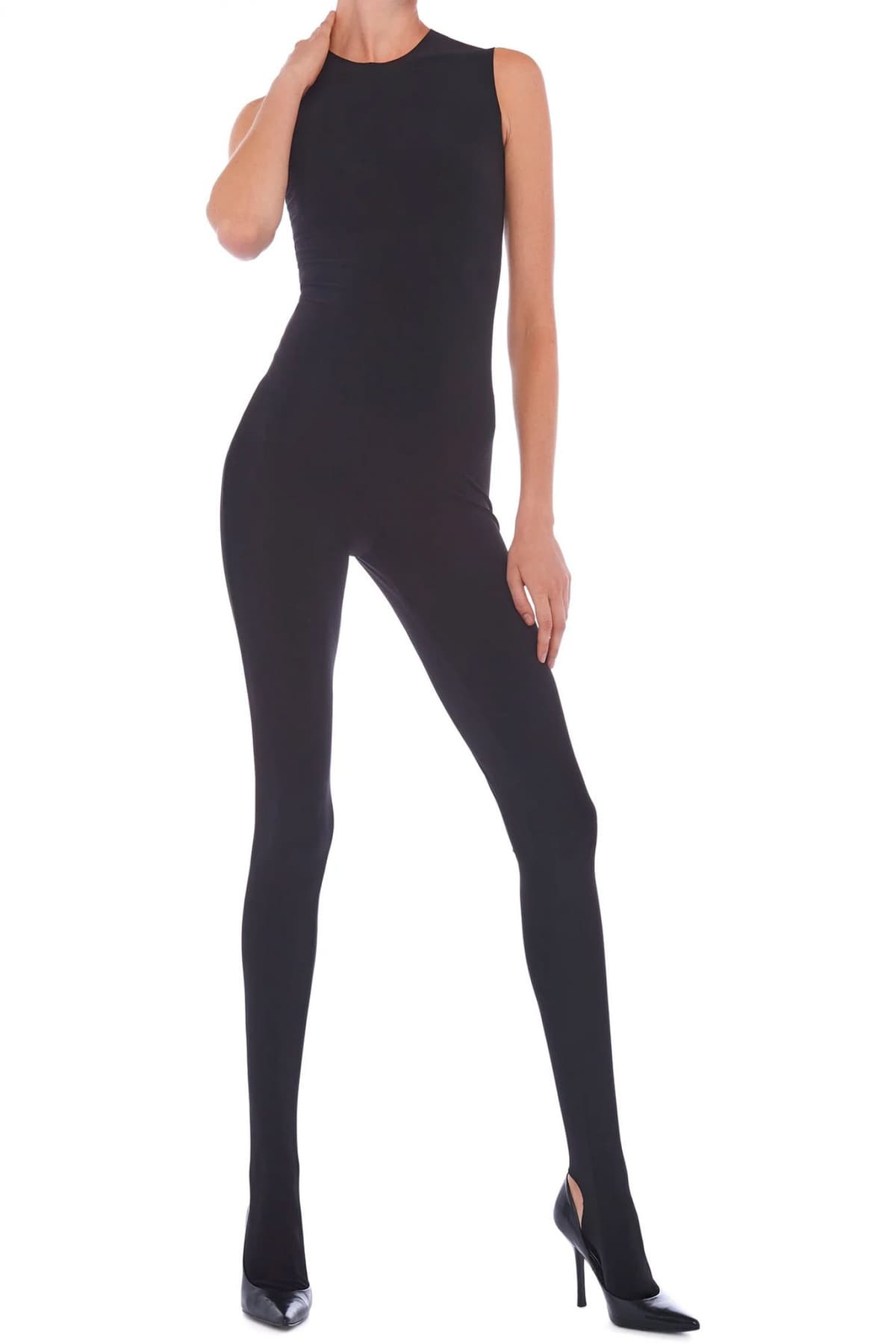 NORMA KAMALI ΟΛΟΣΩΜΗ ΦΟΡΜΑ SLEEVELESS CATSUIT ΜΑΥΡΟ