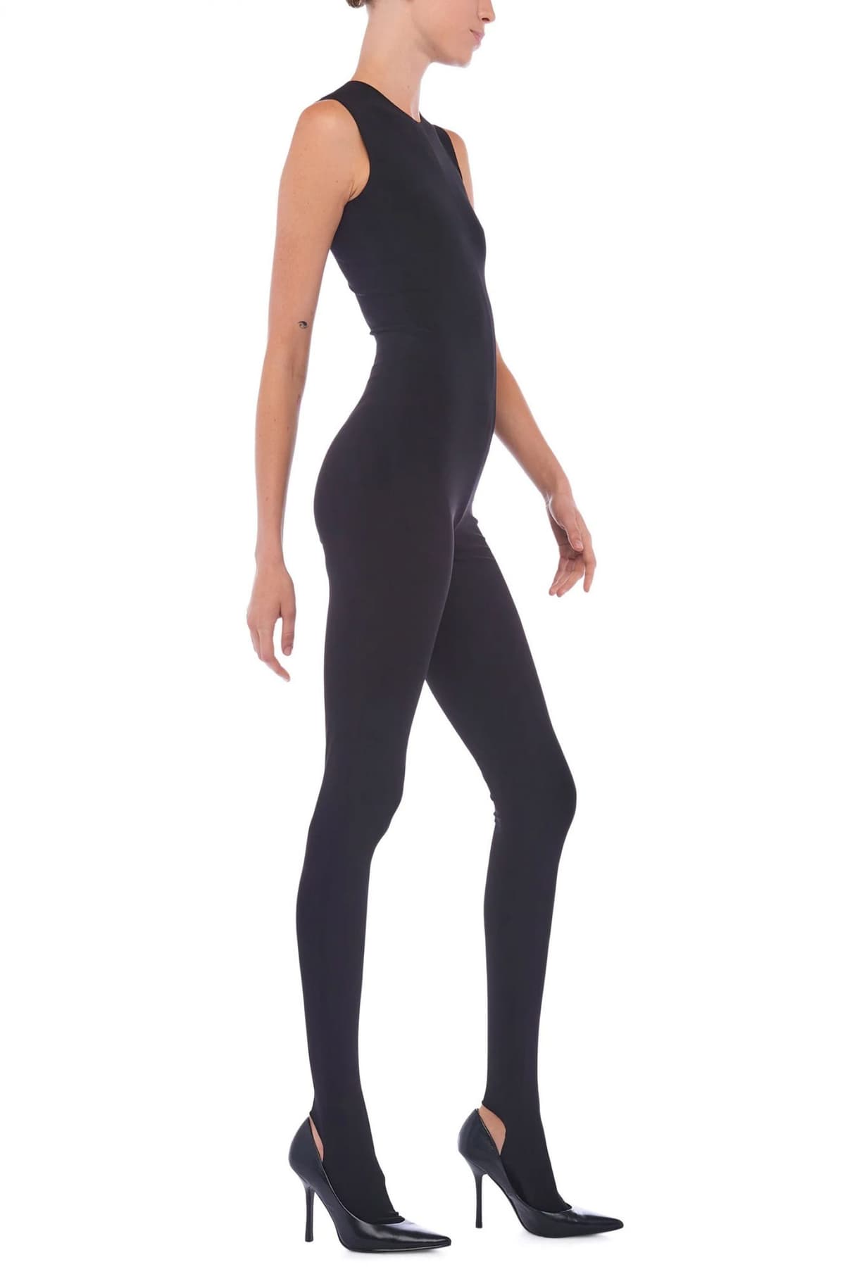 NORMA KAMALI ΟΛΟΣΩΜΗ ΦΟΡΜΑ SLEEVELESS CATSUIT ΜΑΥΡΟ