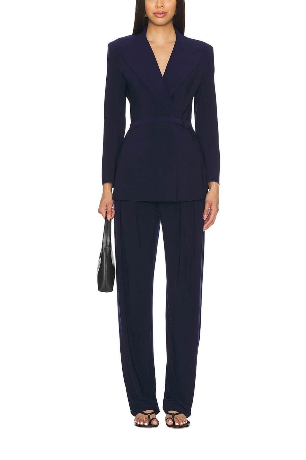 NORMA KAMALI ΣΑΚΑΚΙ CLASSIC DOUBLE BREASTED ΣΚΟΥΡΟ ΜΠΛΕ