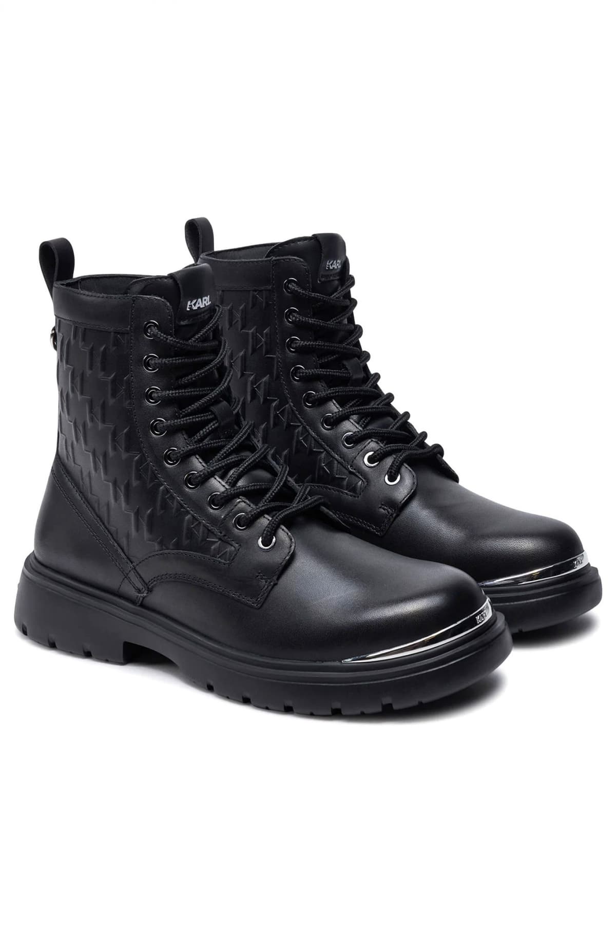 KARL LAGERFELD ΠΑΠΟΥΤΣΙΑ ΜΠΟΤΑΚΙΑ MASON HI LACE BOOT ALL OVER LOGO ΜΑΥΡΟ