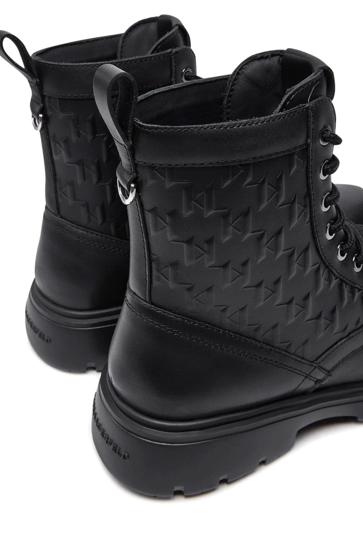 KARL LAGERFELD ΠΑΠΟΥΤΣΙΑ ΜΠΟΤΑΚΙΑ MASON HI LACE BOOT ALL OVER LOGO ΜΑΥΡΟ
