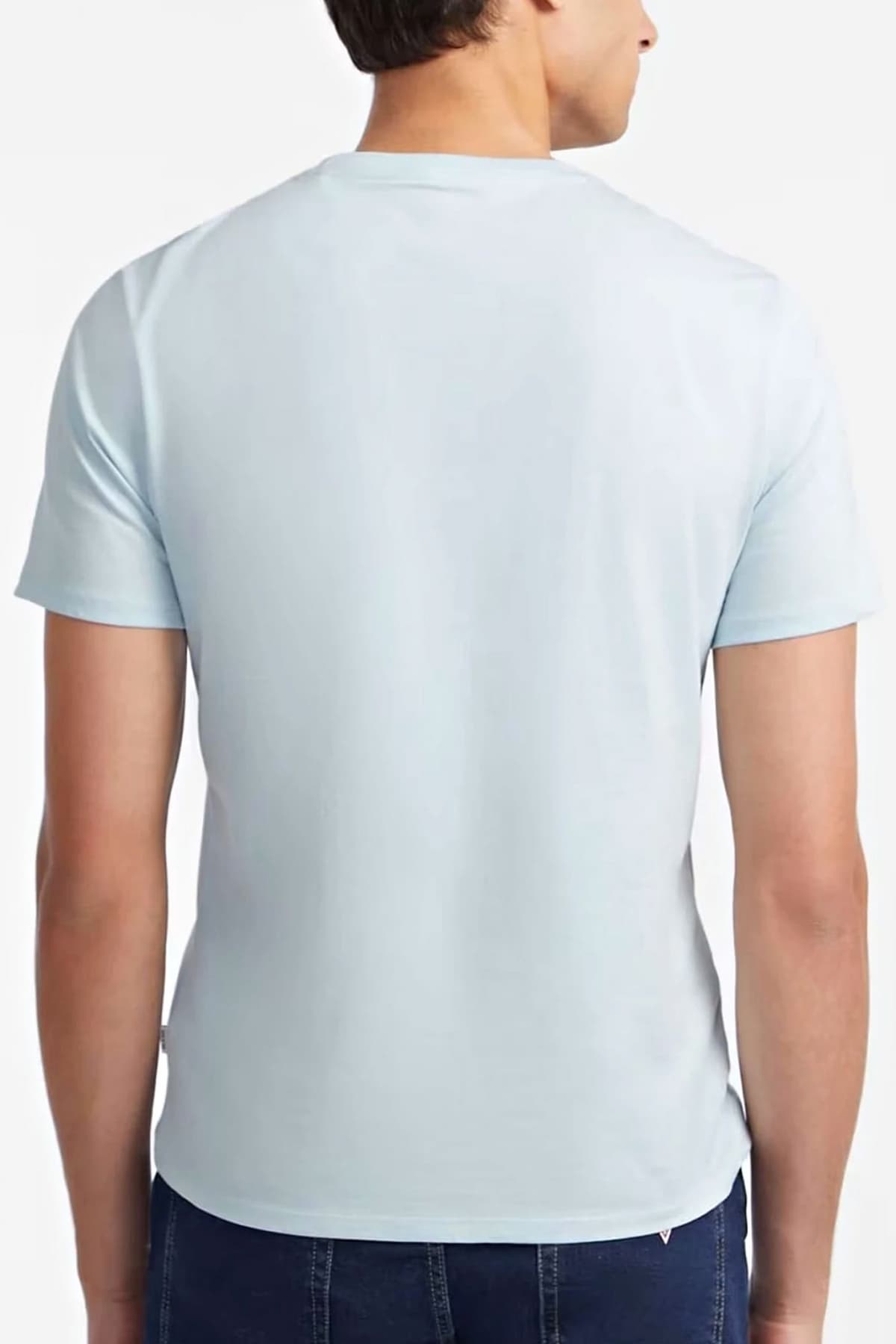 GUESS JEANS T-SHIRT CREWNECK REGULAR FIT LOGO ΣΙΕΛ