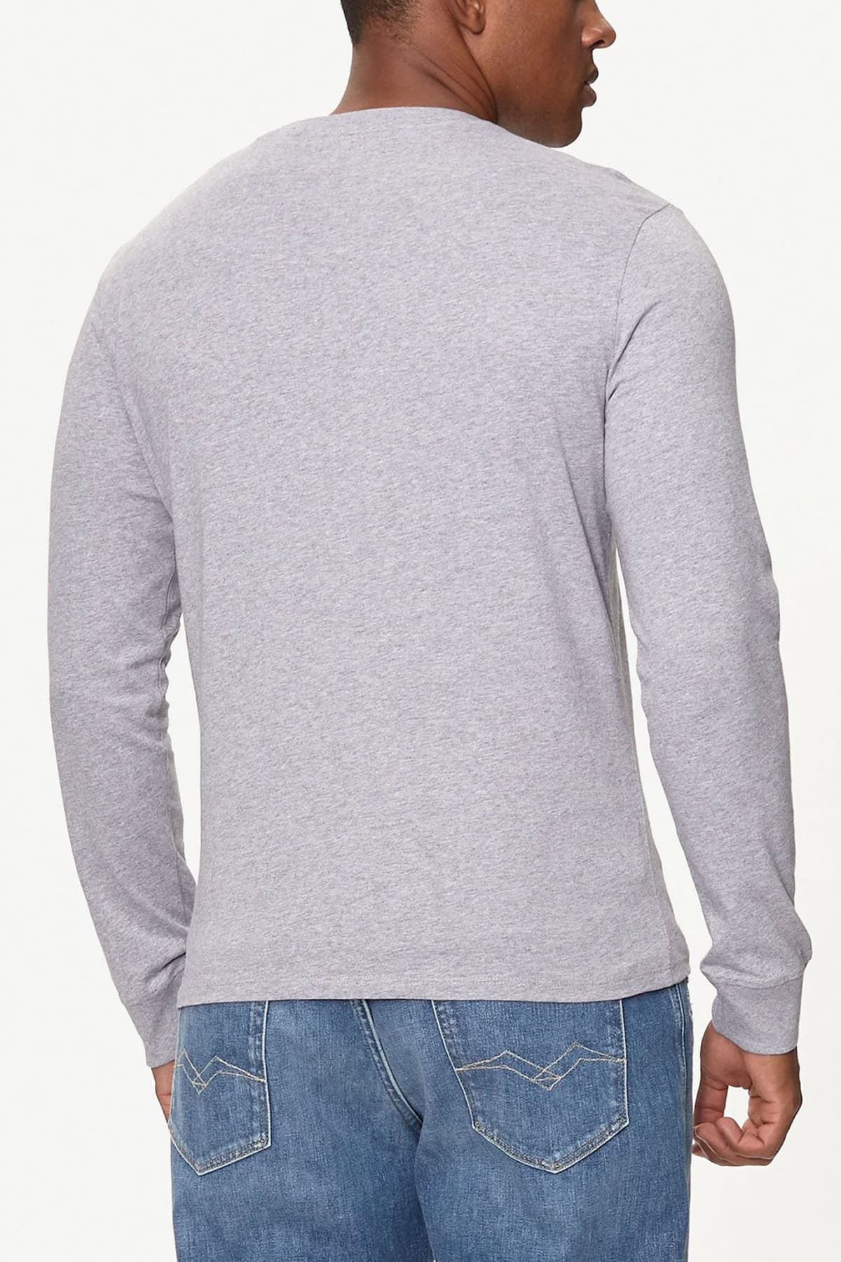 GUESS JEANS T-SHIRT CREWNECK SLIM FIT LOGO ΓΚΡΙ